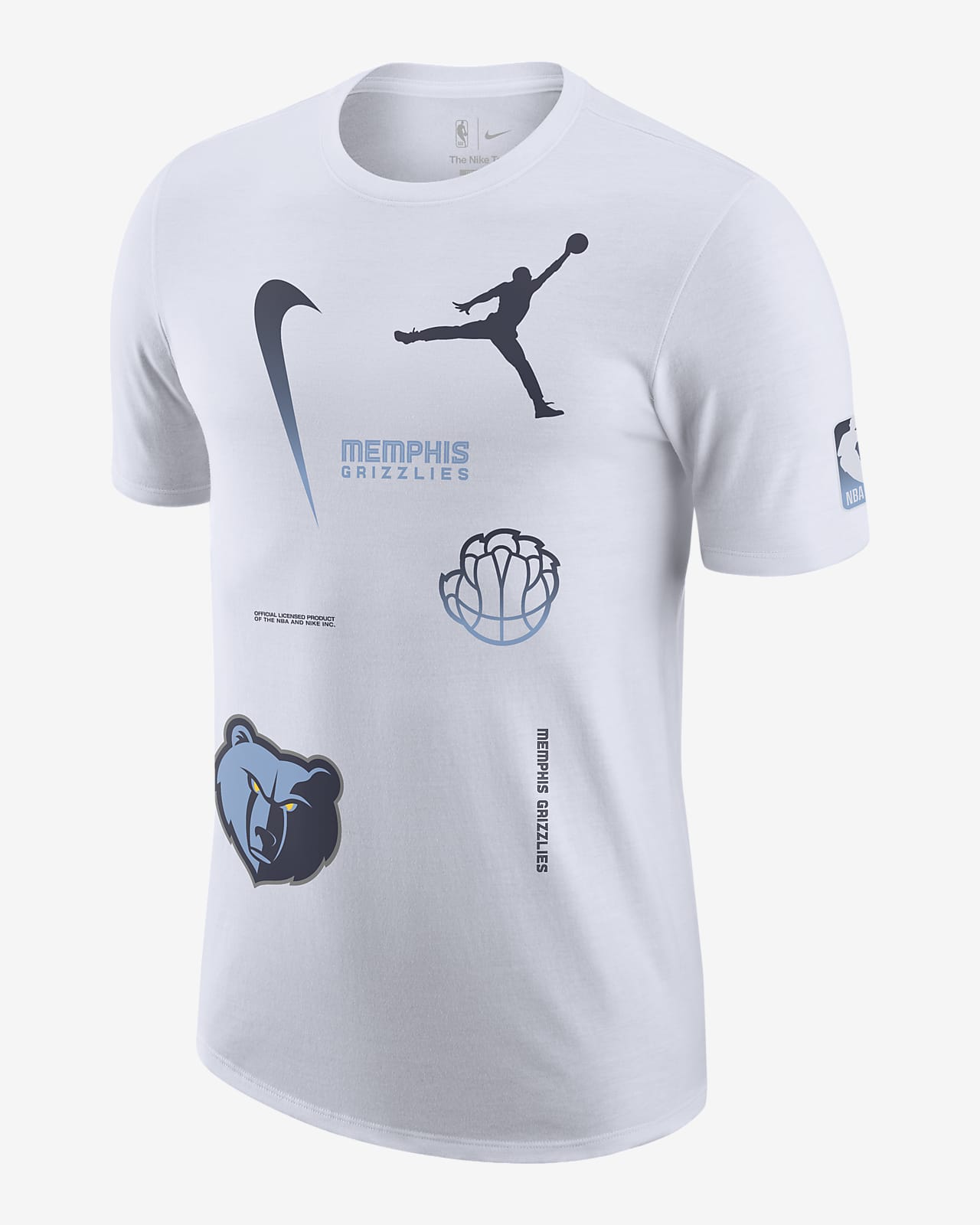 Jordan Men's Memphis Grizzlies​ Courtside Statement Max90 NBA T-Shirt-White, Size: Medium, Cotton