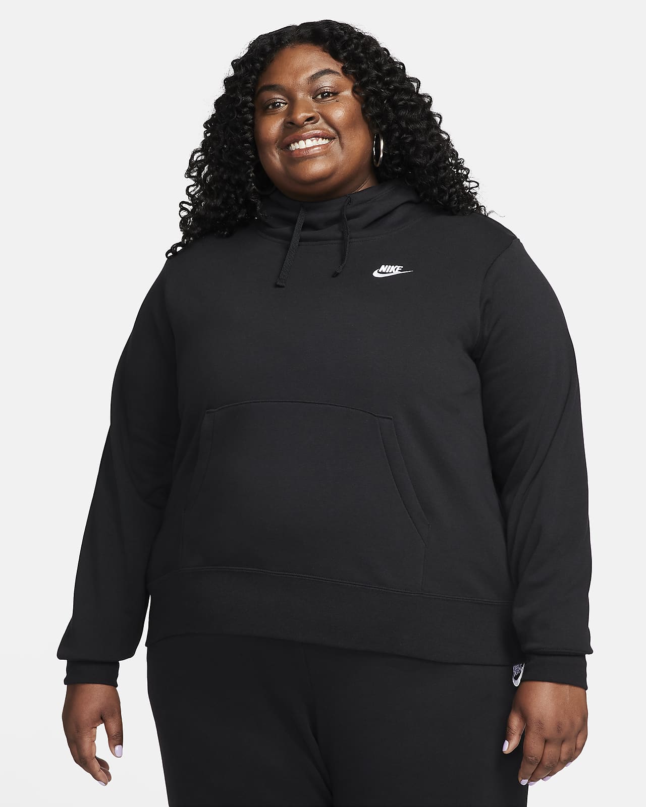 Sudadera con gorro con cuello en embudo para mujer (talla grande) Nike Sportswear Club Fleece