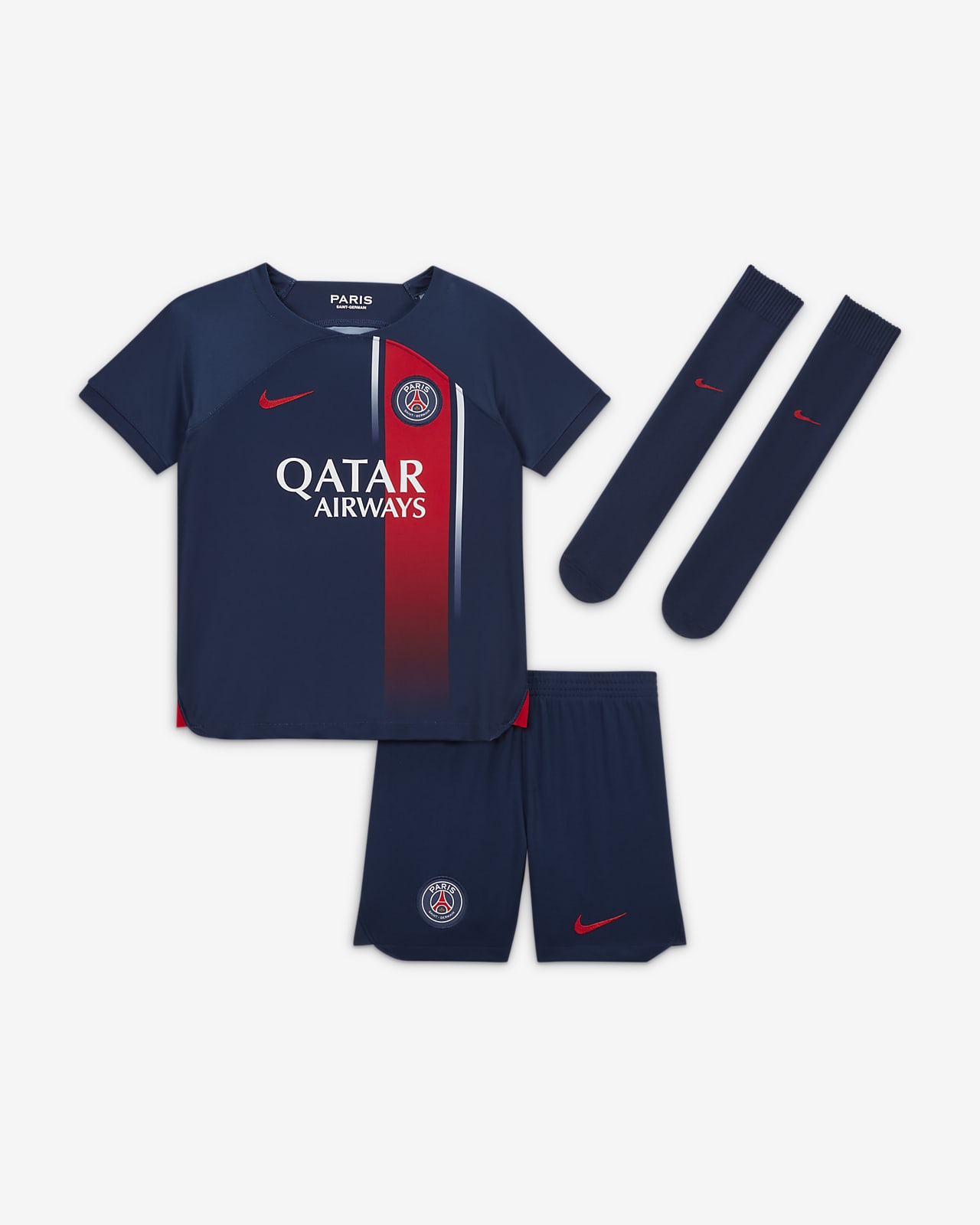 Paris Saint-Germain 2023/24 Home dreiteiliges Nike Dri-FIT-Set für jüngere Kinder