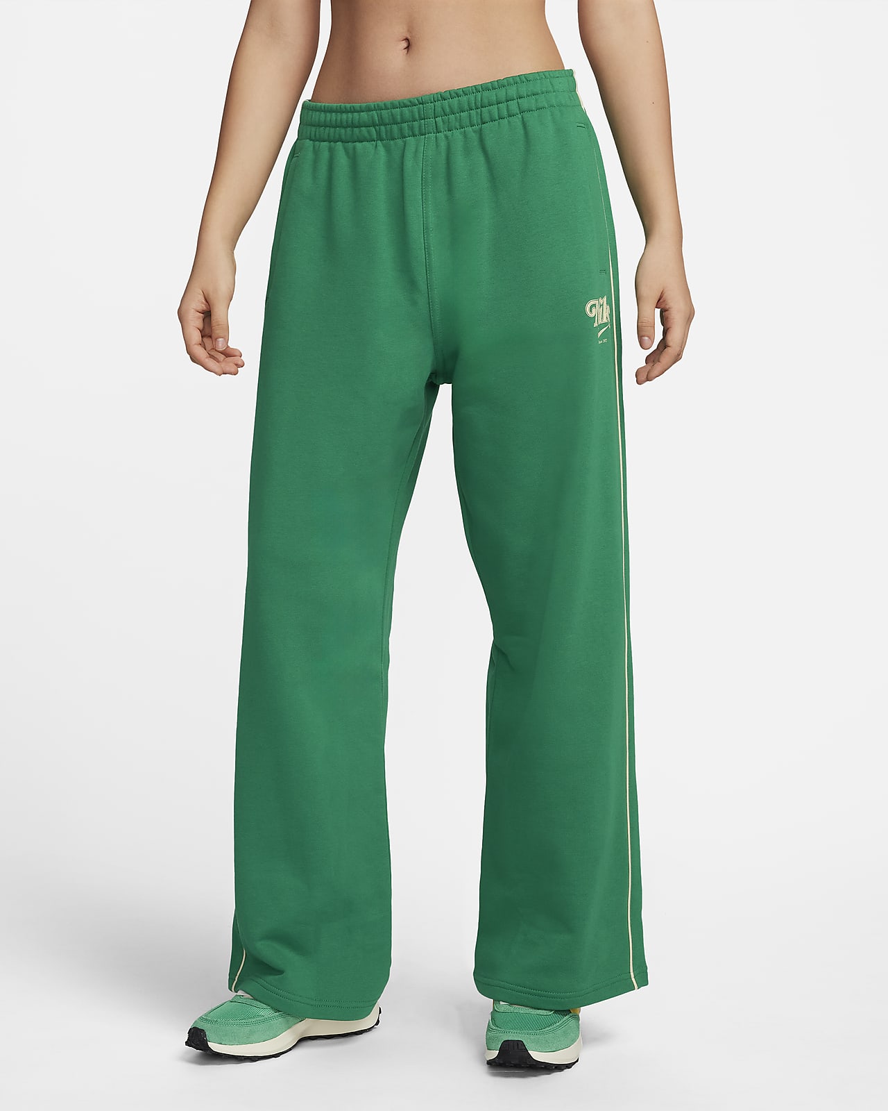 Nike Women's Sportswear High-Waisted Wide-Leg Terry Pants in Green -  ShopStyle