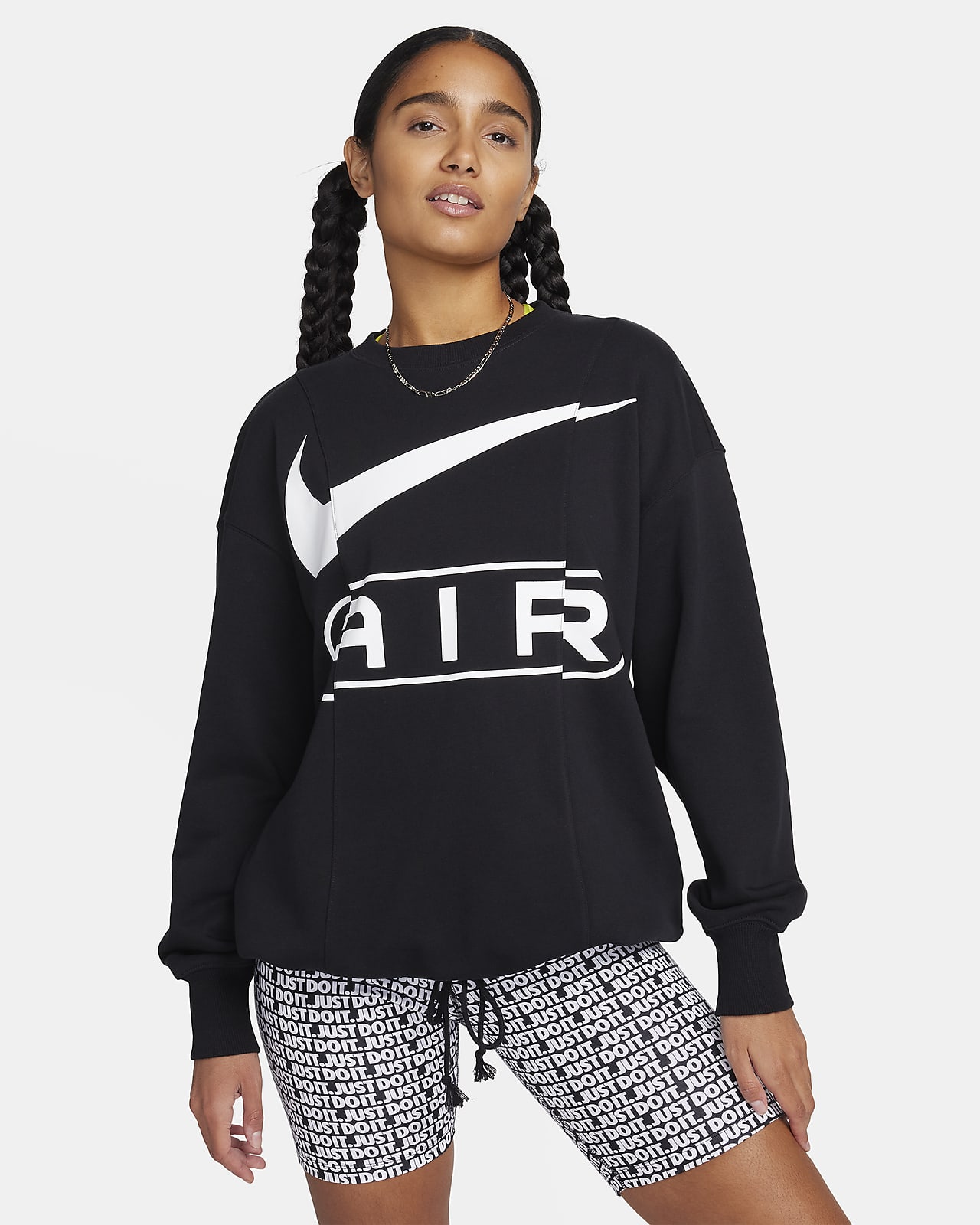 Nike Air ekstra ekstra stor sweatshirt i frotté med rund hals til dame