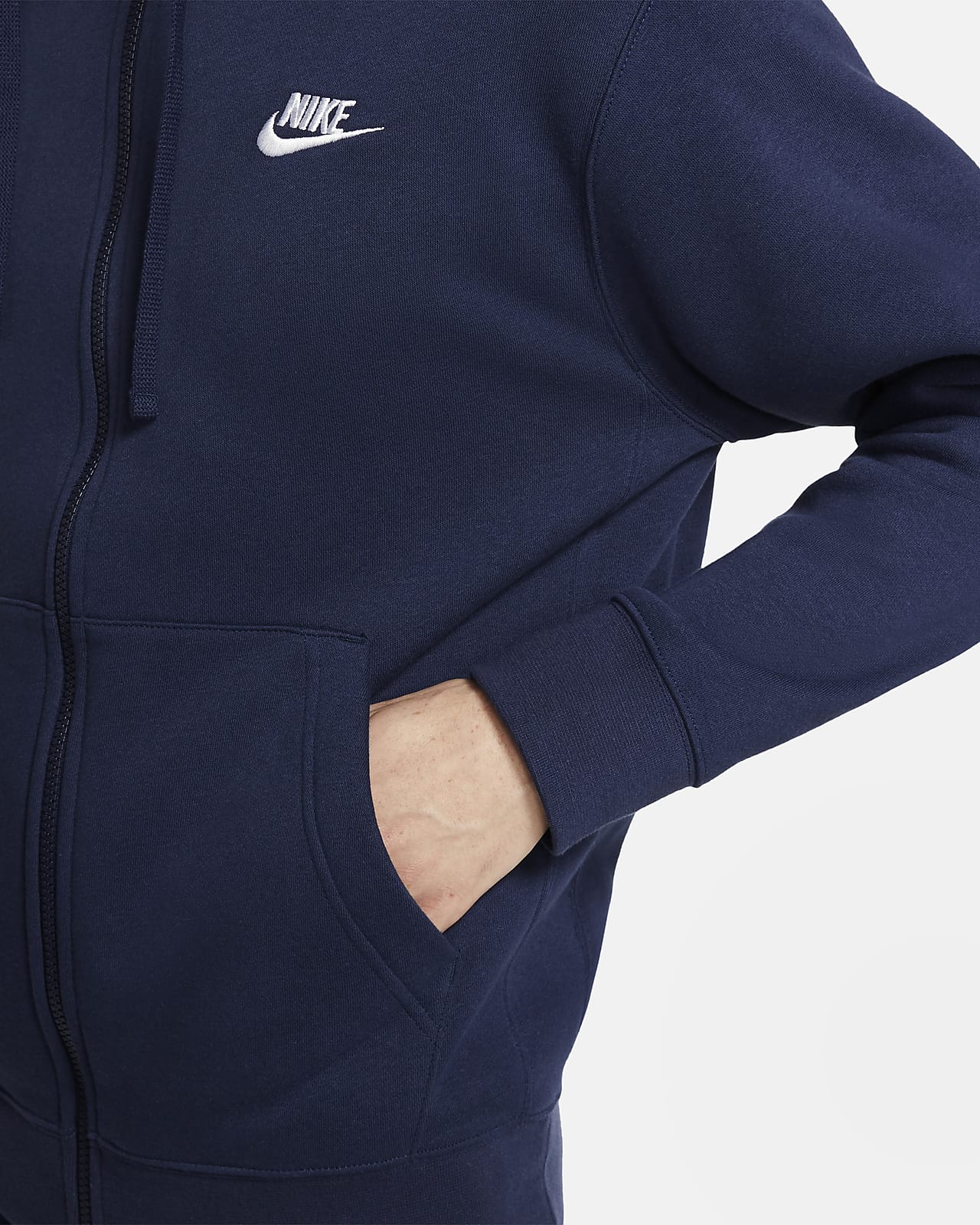 nike club full zip hoodie in navy