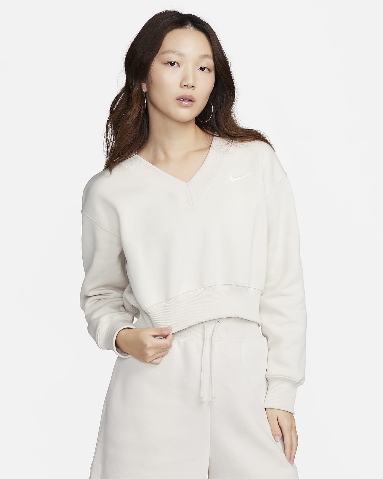 Nike Sportswear Phoenix Fleece Women's Cropped V-Neck Top. Nike JP