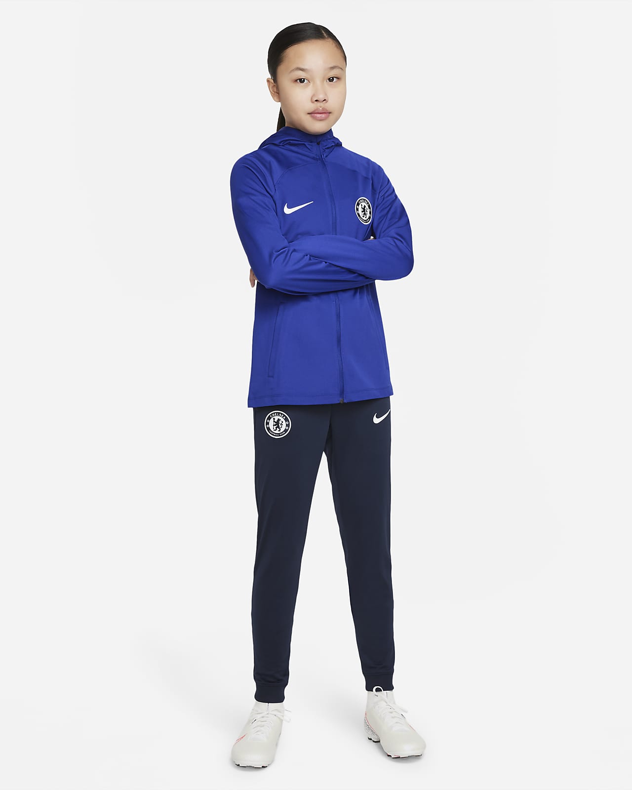 Chelsea FC Strike Nike Dri-FIT strikket fotballtracksuit til store barn
