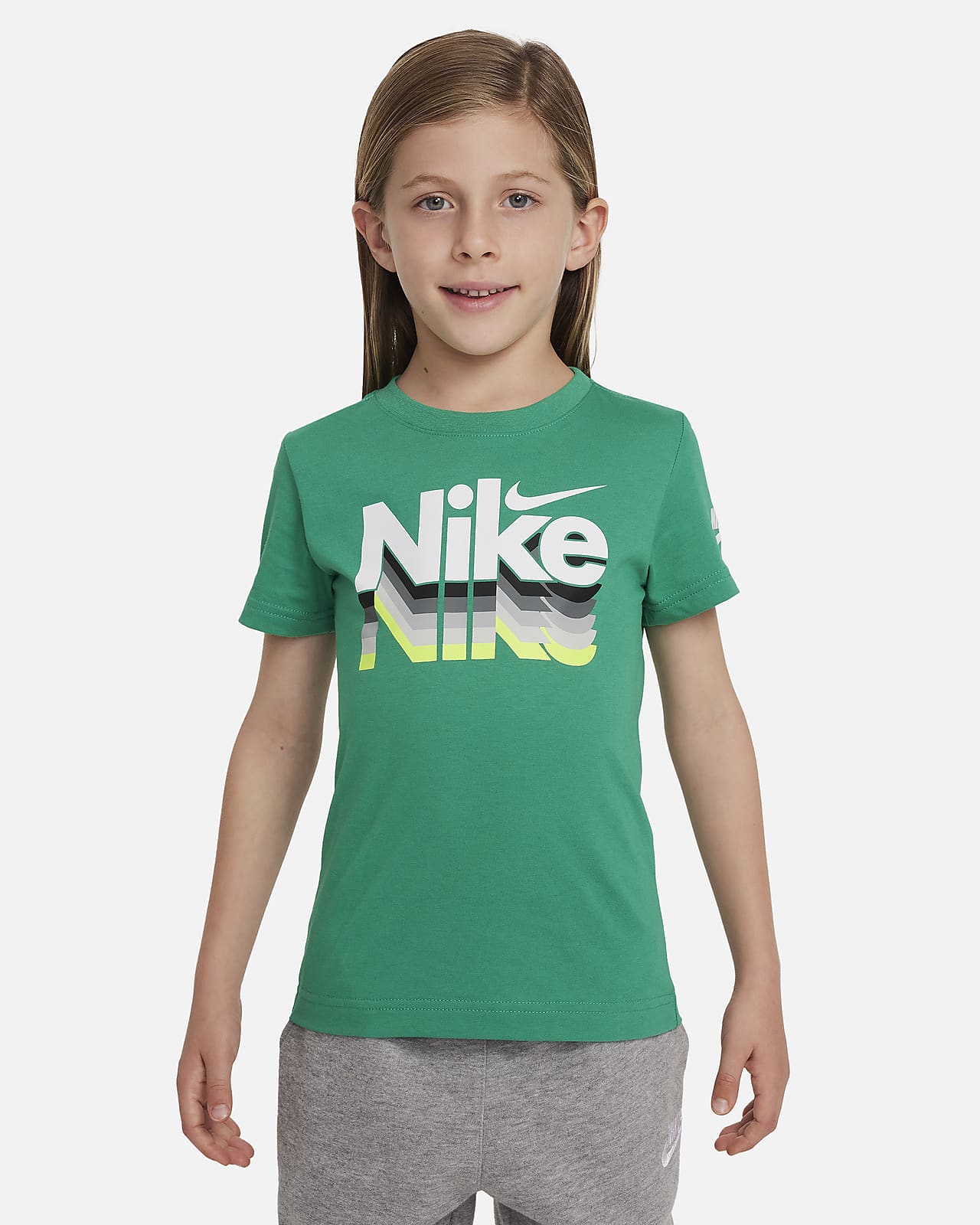 Playera estampada para niño talla pequeña Nike Retro Fader
