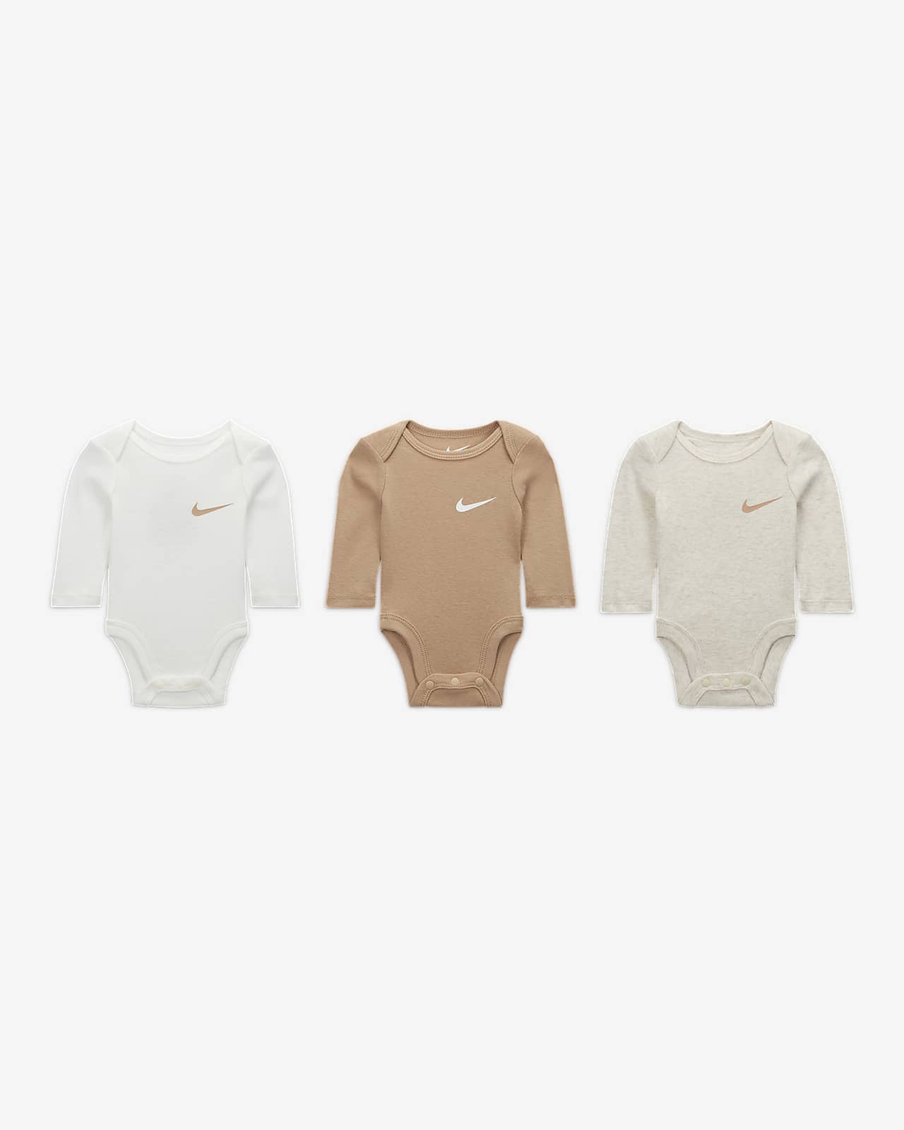Nike Essentials Baby (0-9M) 3-Pack Long Sleeve Bodysuits