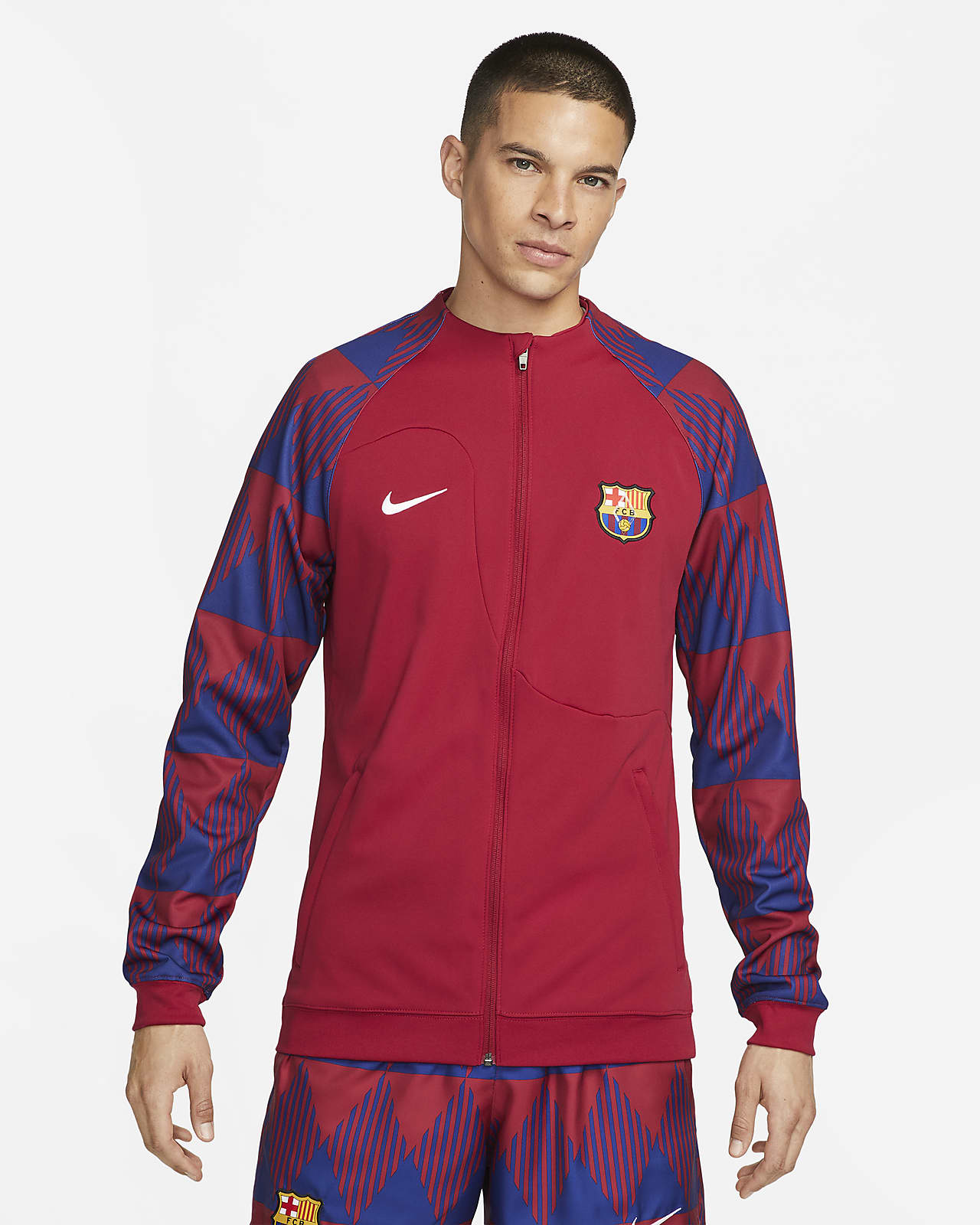 Męska dzianinowa kurtka piłkarska z zamkiem na całej długości Nike FC Barcelona Academy Pro