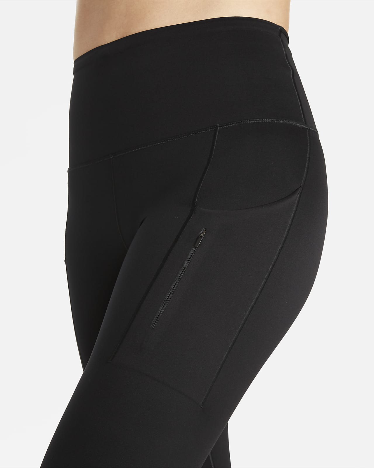 Nike Go Women's Firm-Support High-Waisted Capri Leggings with Pockets, Size  L Black/Black