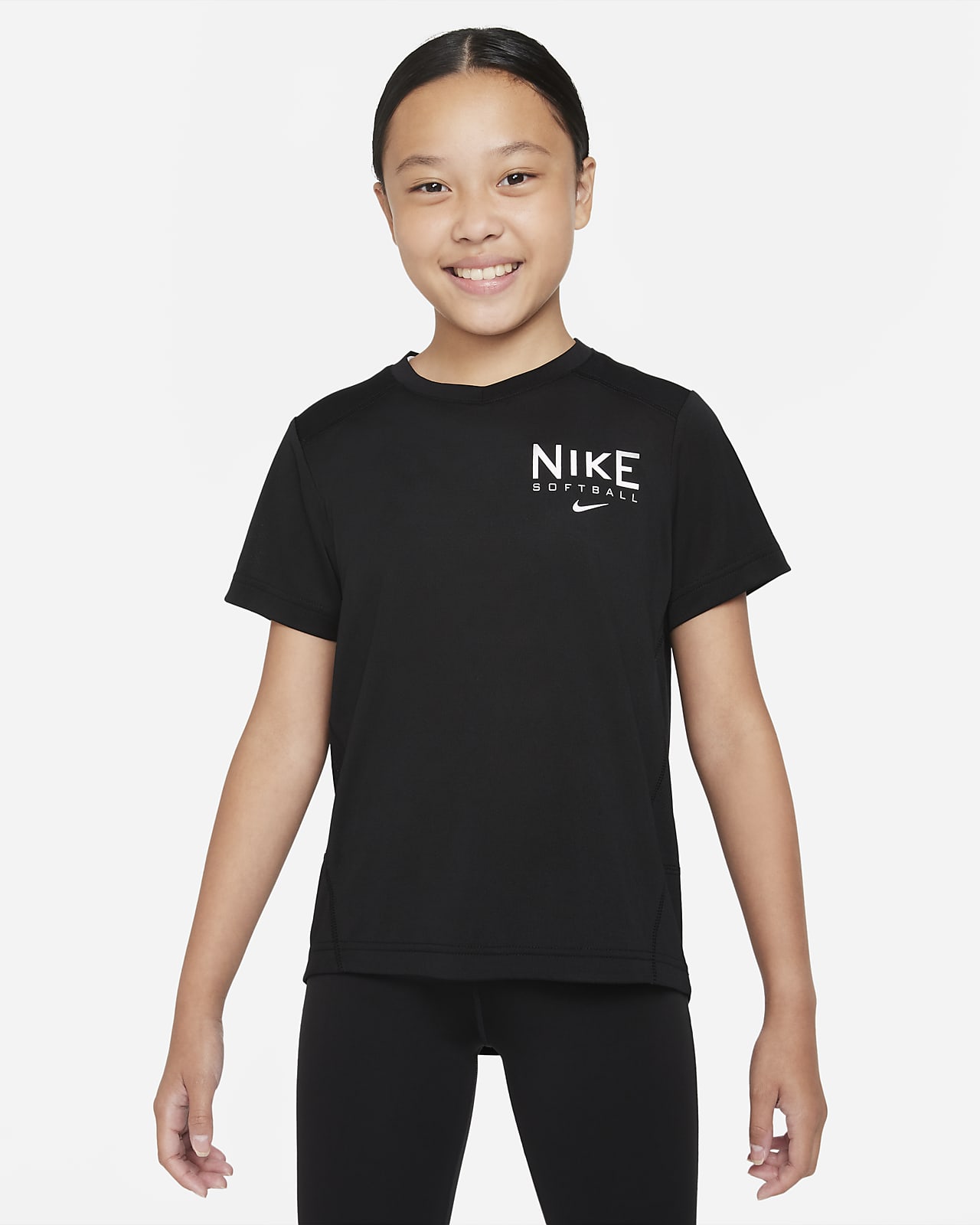 Dri-FIT Kids\' (Girls\') Nike Top. Softball Big Practice Short-Sleeve