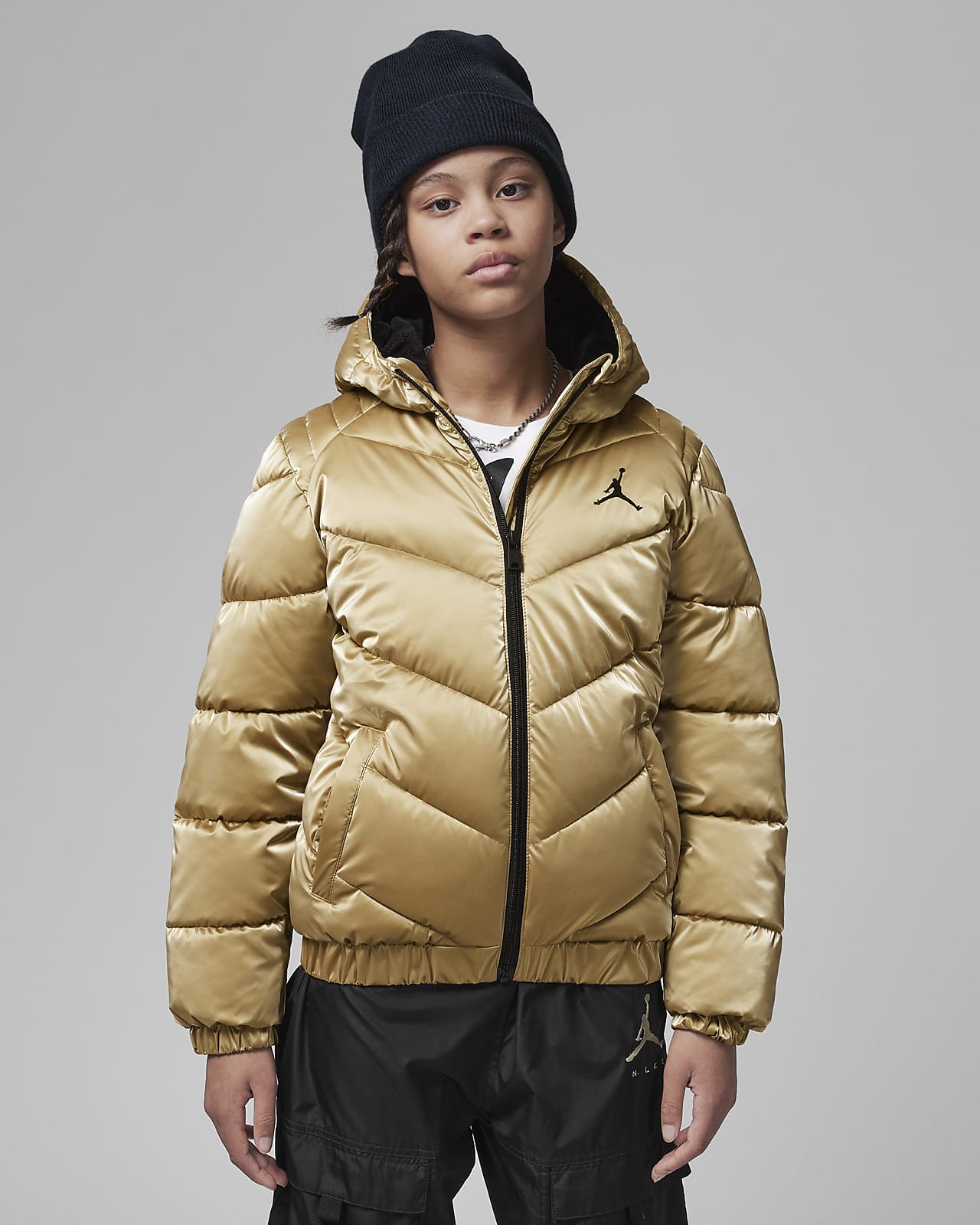 Jordan Big Kids' Shiny Chevron Hooded Jacket