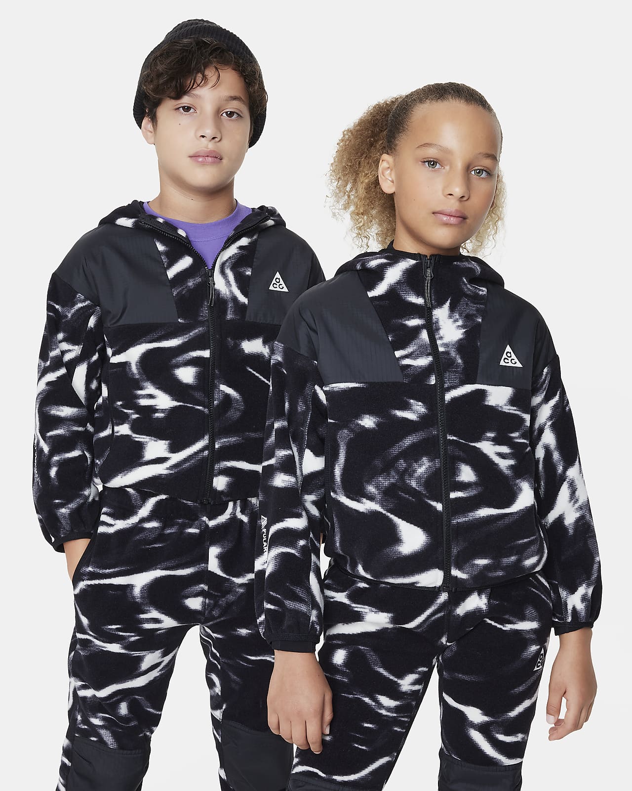 Bluza z kapturem i zamkiem na całej długości dla dużych dzieci Nike ACG „Wolf Tree”