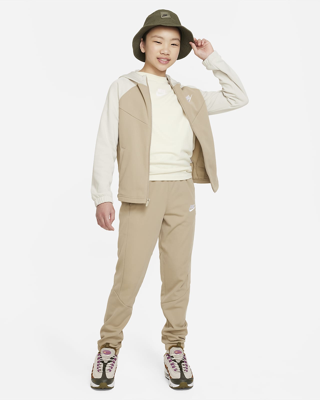 Khaki nike outlet tracksuit