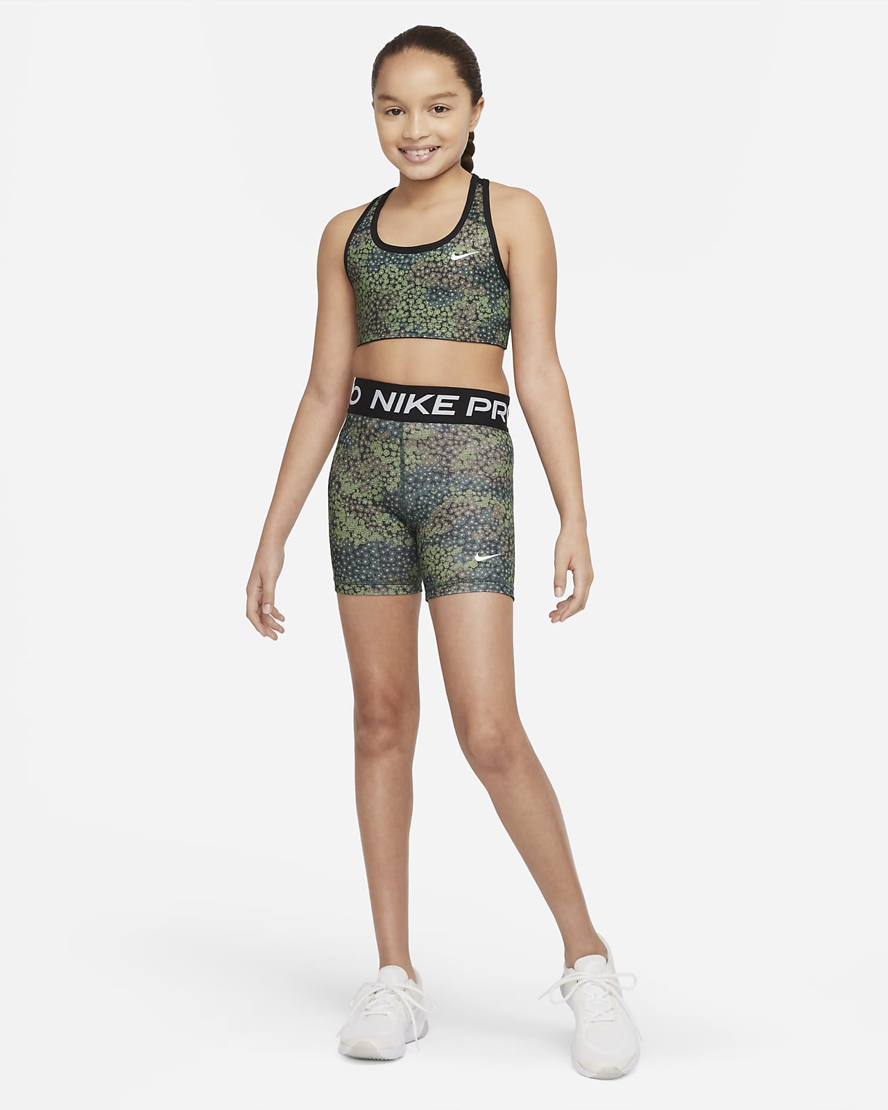 Nike Dri-FIT Swoosh Older Kids' (Girls') Printed Reversible Sports Bra ...