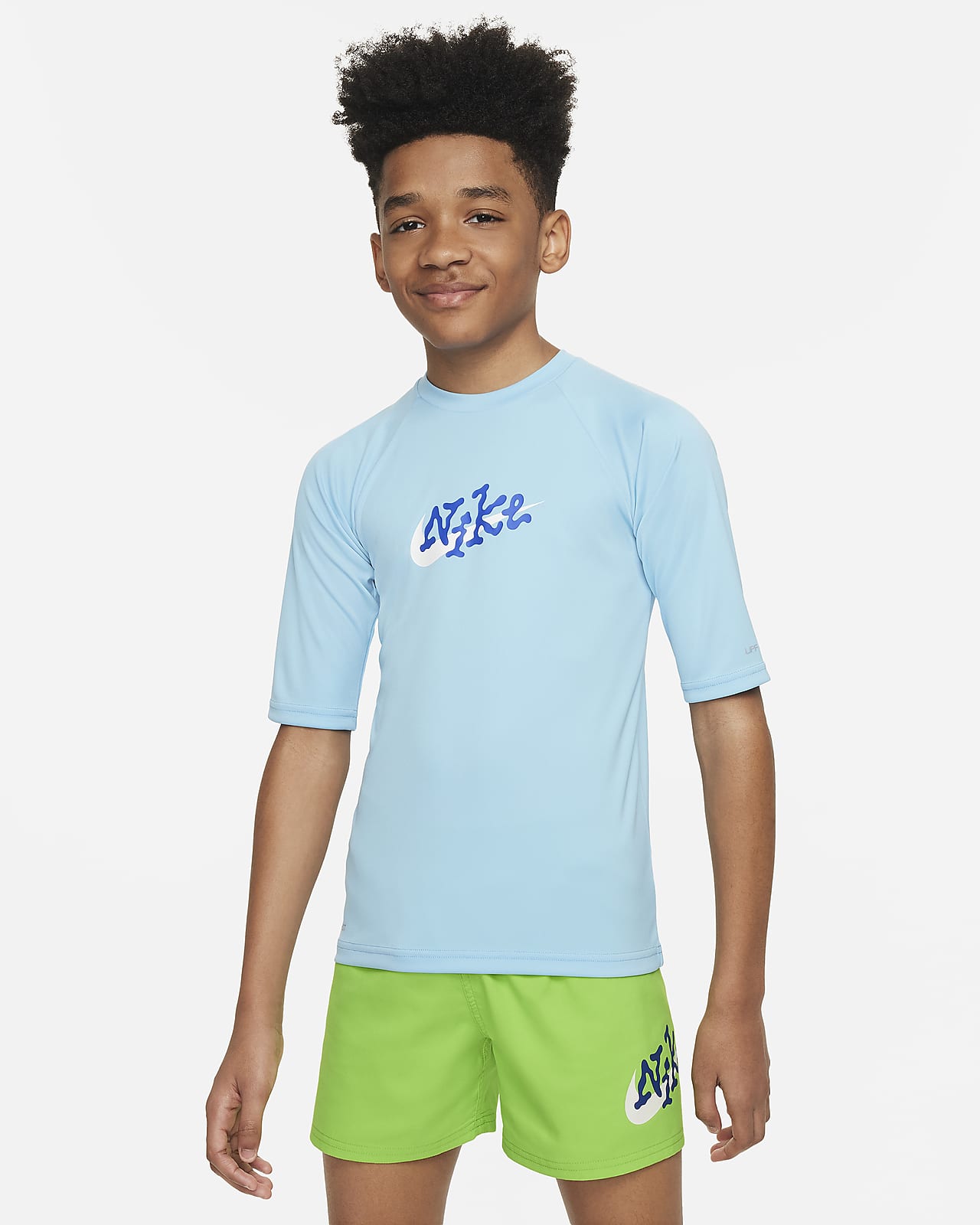 Camiseta Hydroguard de manga corta para niño talla grande Nike Swim Scribble