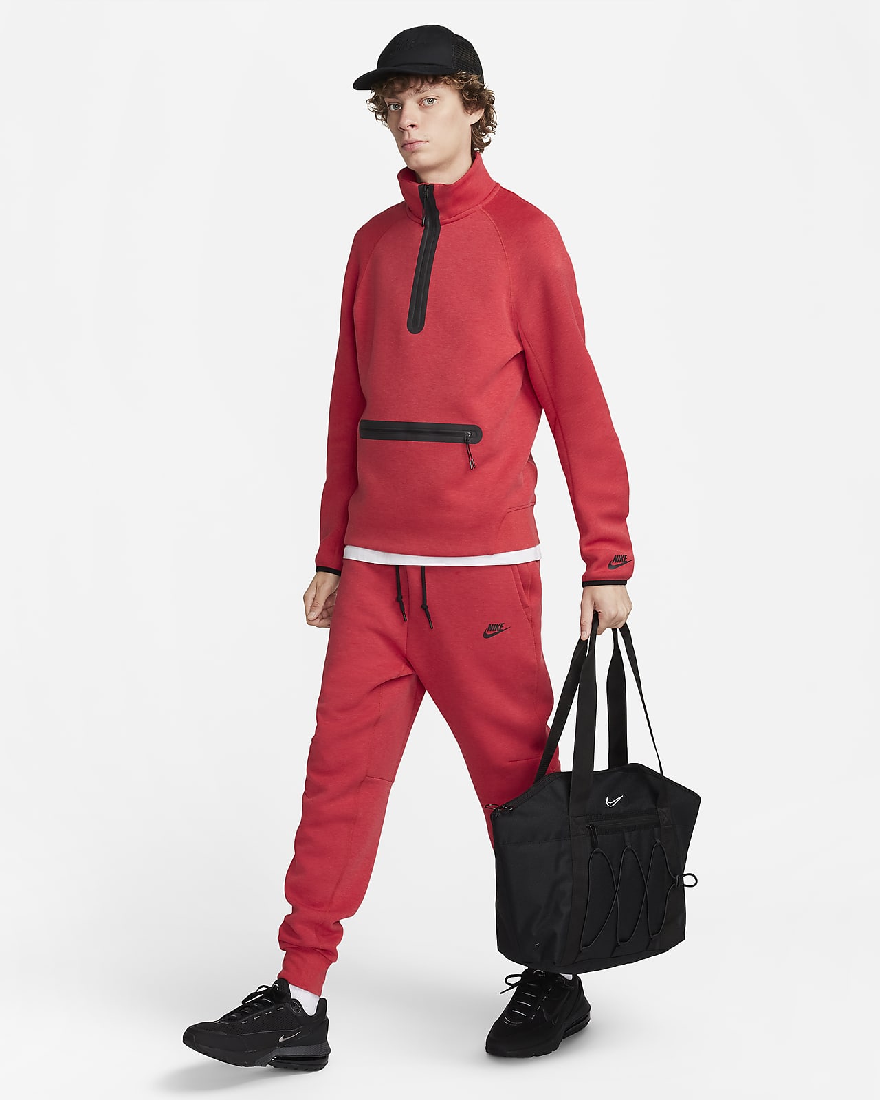 Red nike store tech suit