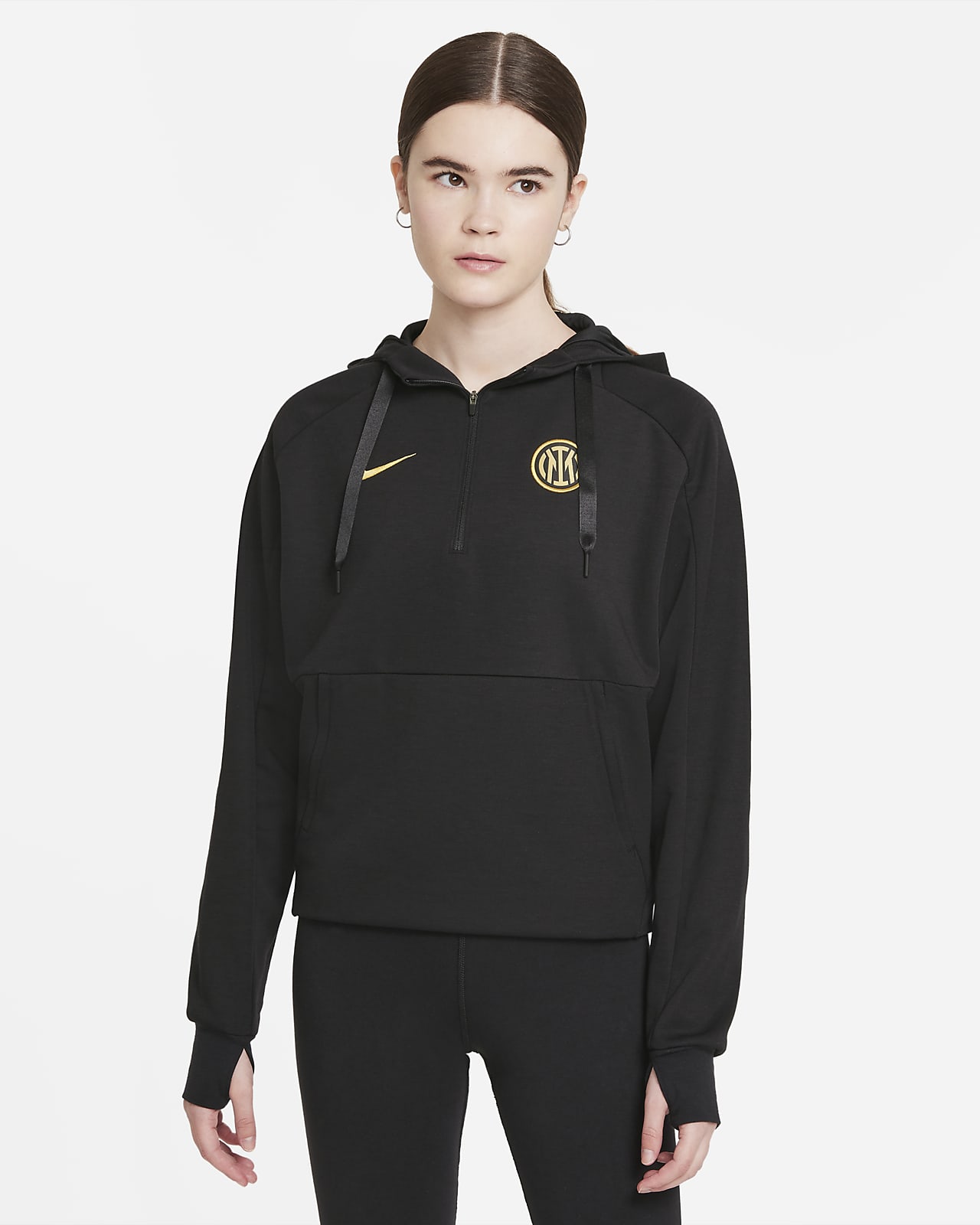 Felpa da calcio con cappuccio e zip a 1/4 Inter - Donna. Nike IT