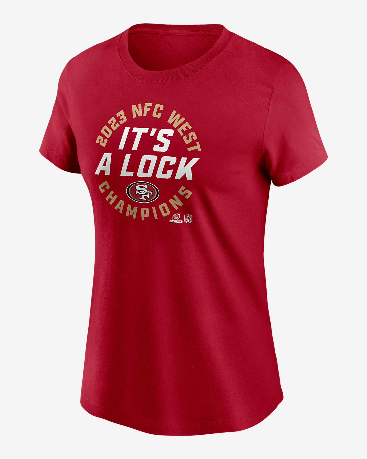 San Francisco 49ers 2023 NFC West Champions Trophy Collection Women's Nike NFL T-Shirt
