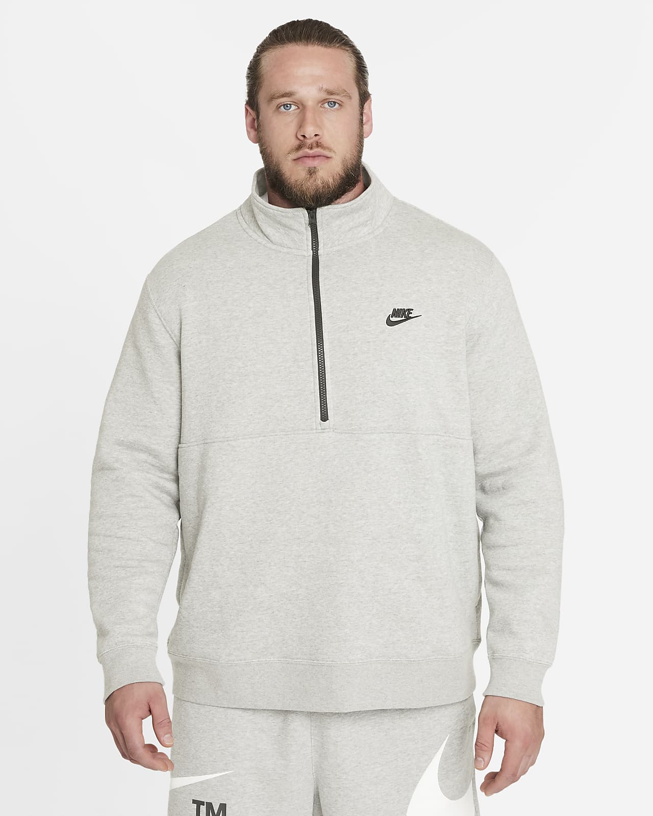 Nike Sportswear Club Trui van geborsteld materiaal met halflange rits voor  heren. Nike NL
