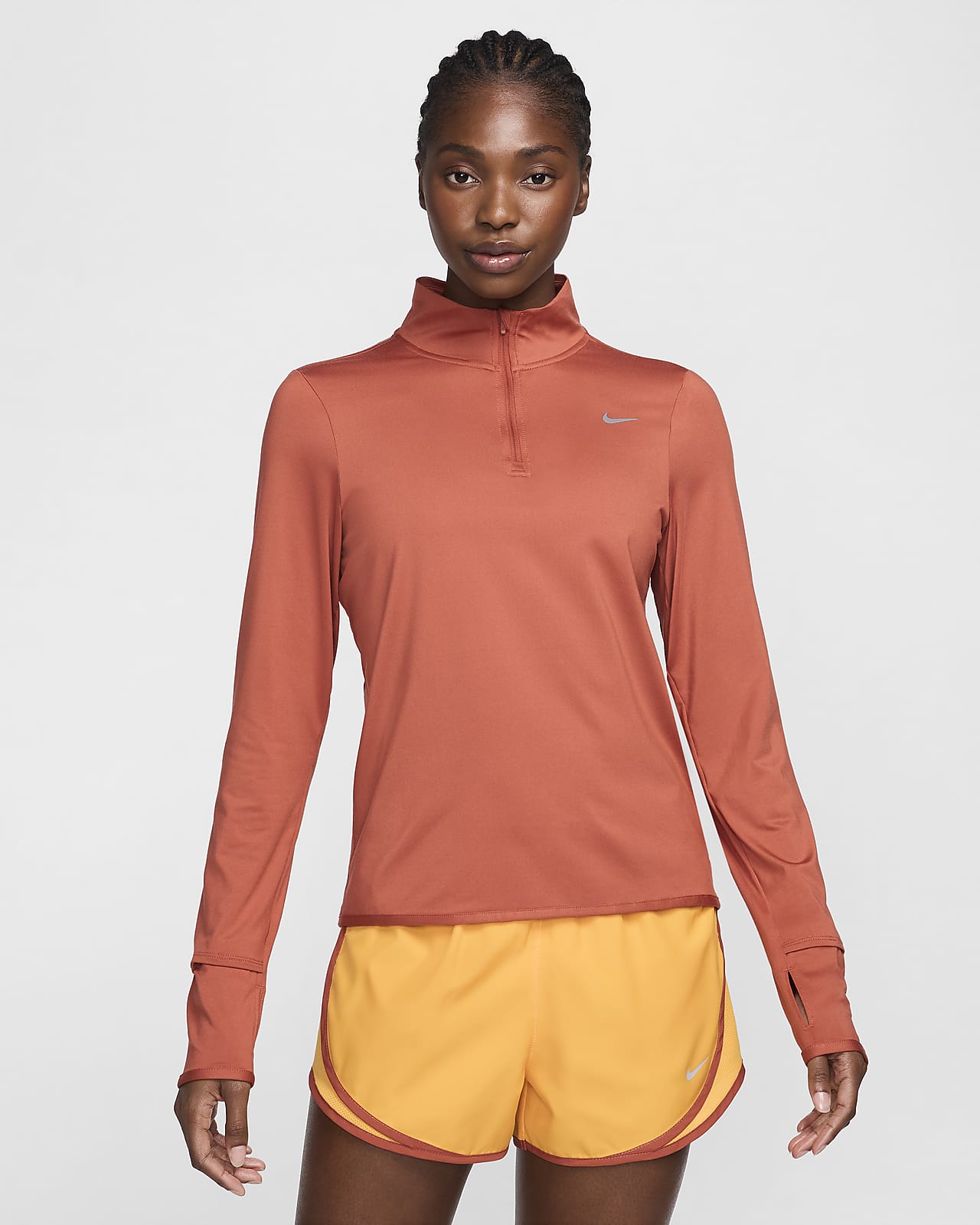 Top da running con zip a 1/4 e protezione UV Nike Swift – Donna