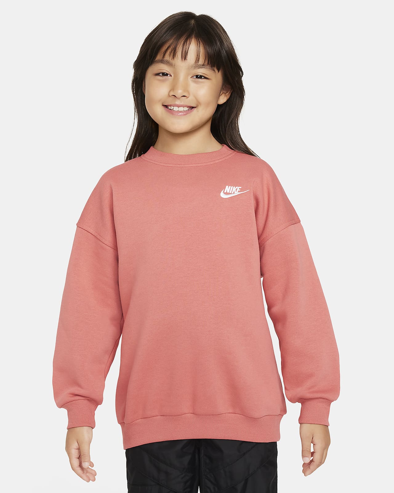 Nike Sportswear Club Fleece ekstra stor sweatshirt til store barn (jente)
