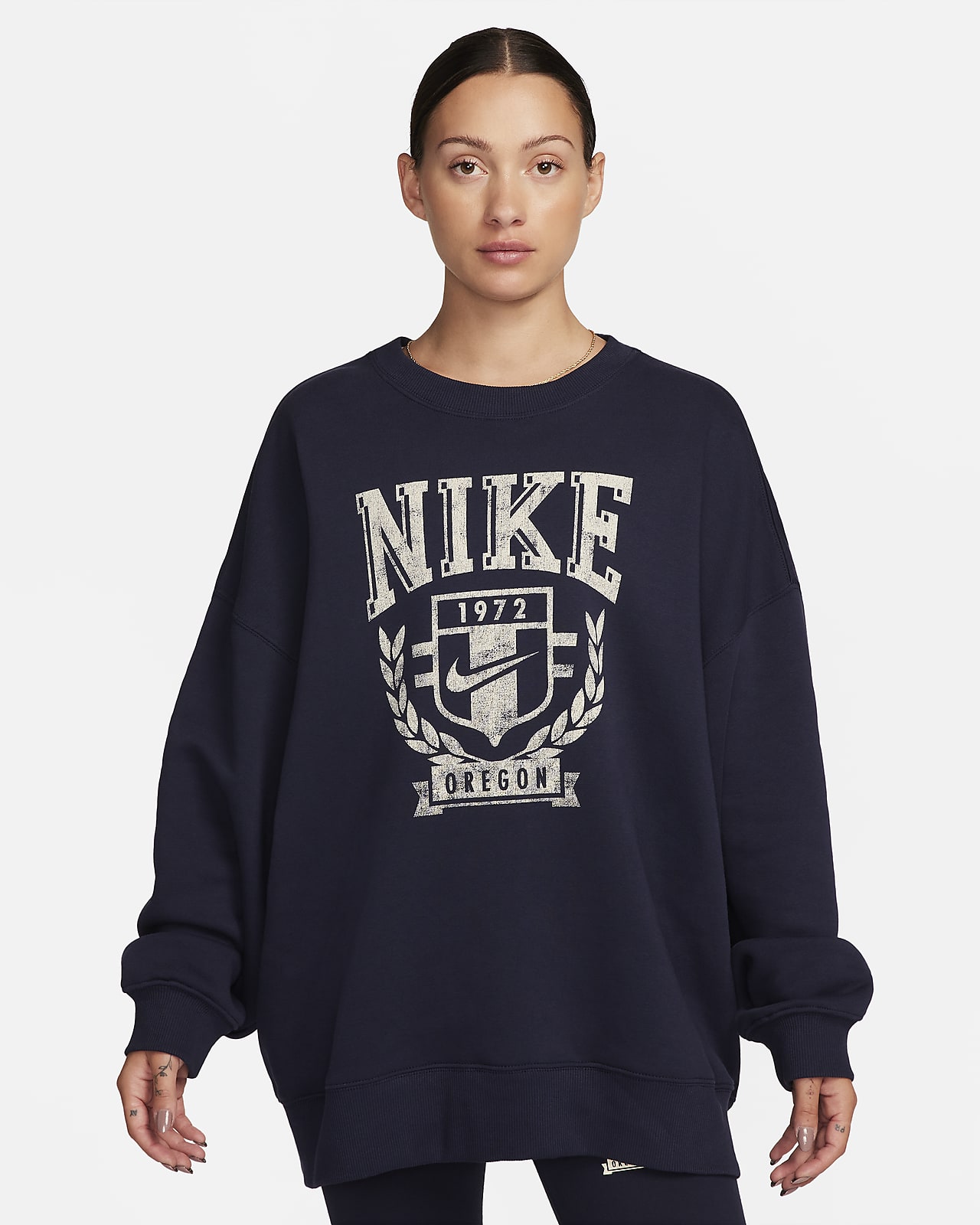 Sweatshirt de gola redonda folgada em lã cardada Nike Sportswear para mulher