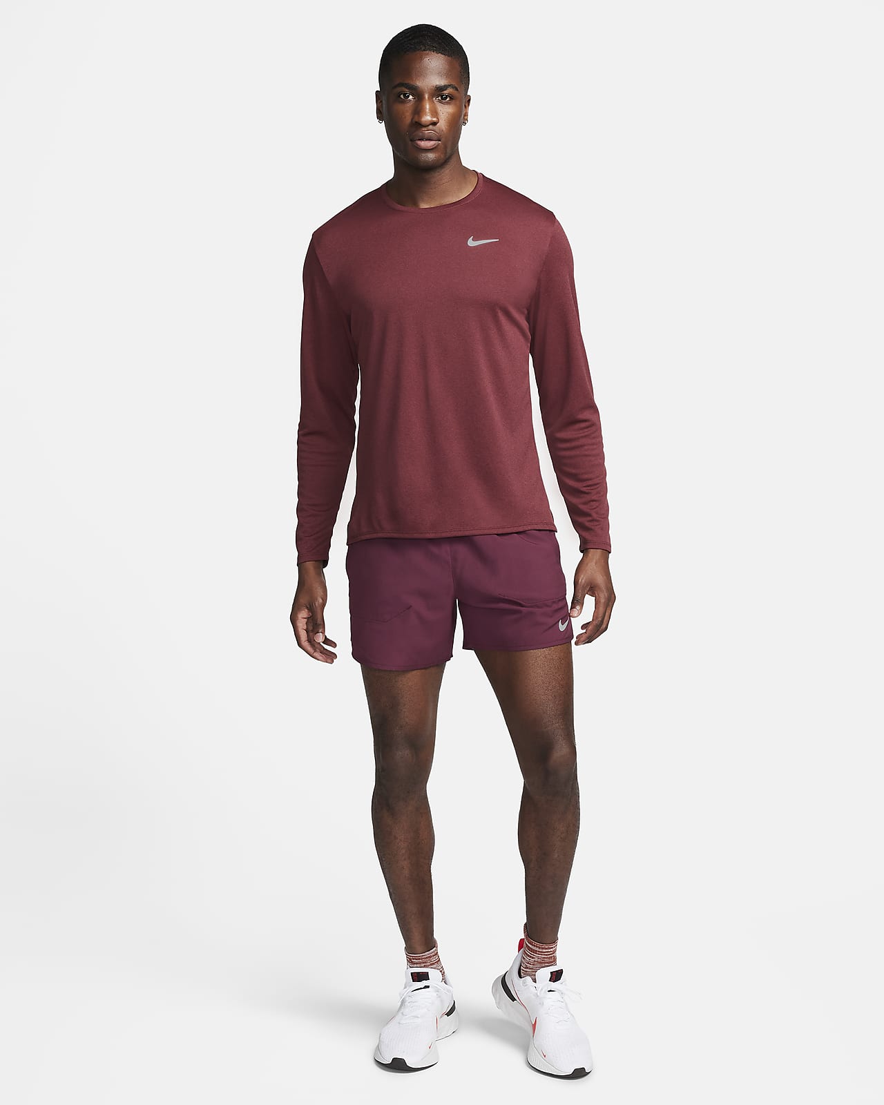 Nike Men's Miler Dri-FIT UV Long-Sleeve Running Top White