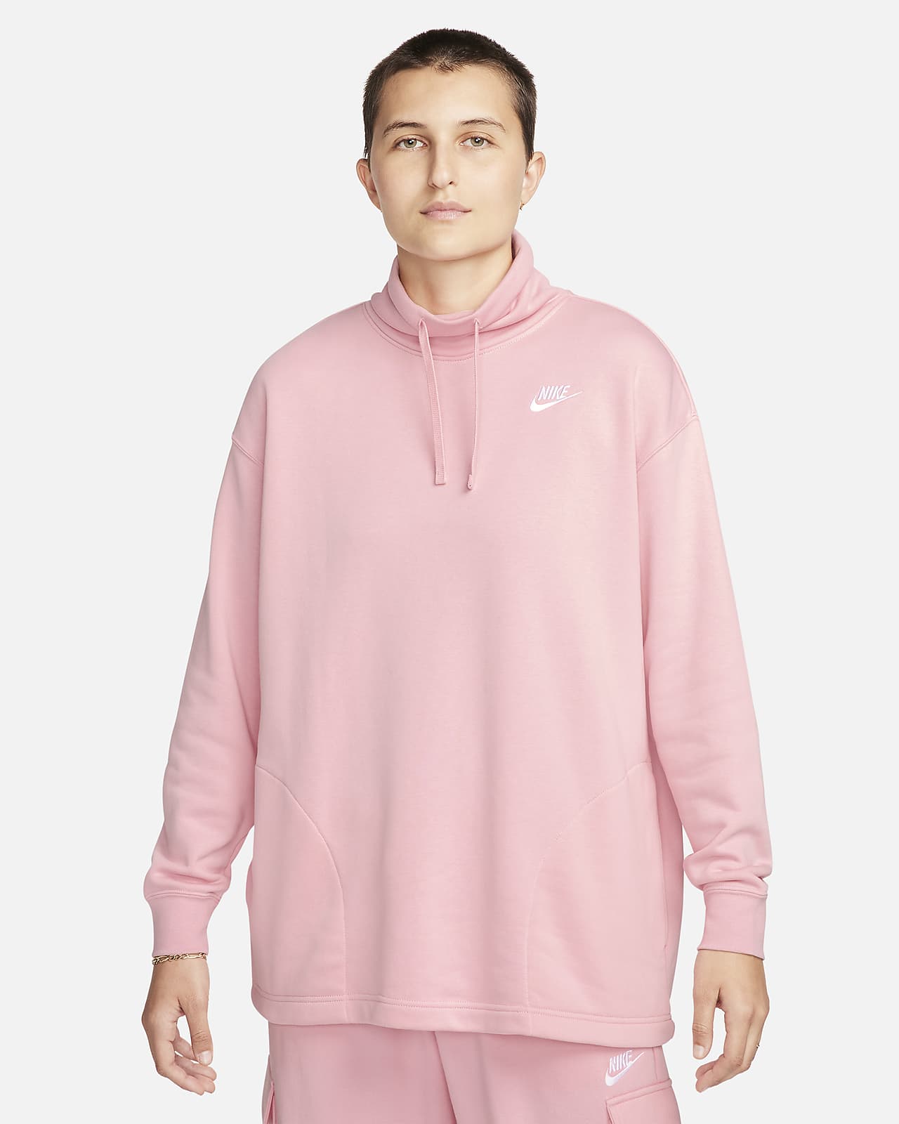Nike Women's Femme Logo Fleece Sweatshirt Pink Size X-Large