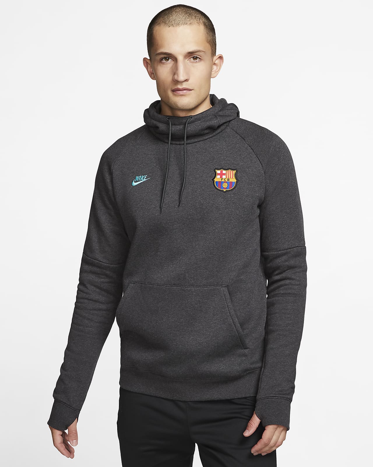 Sudadera con capucha sin cierre de tejido Fleece para hombre FC Barcelona.  Nike.com