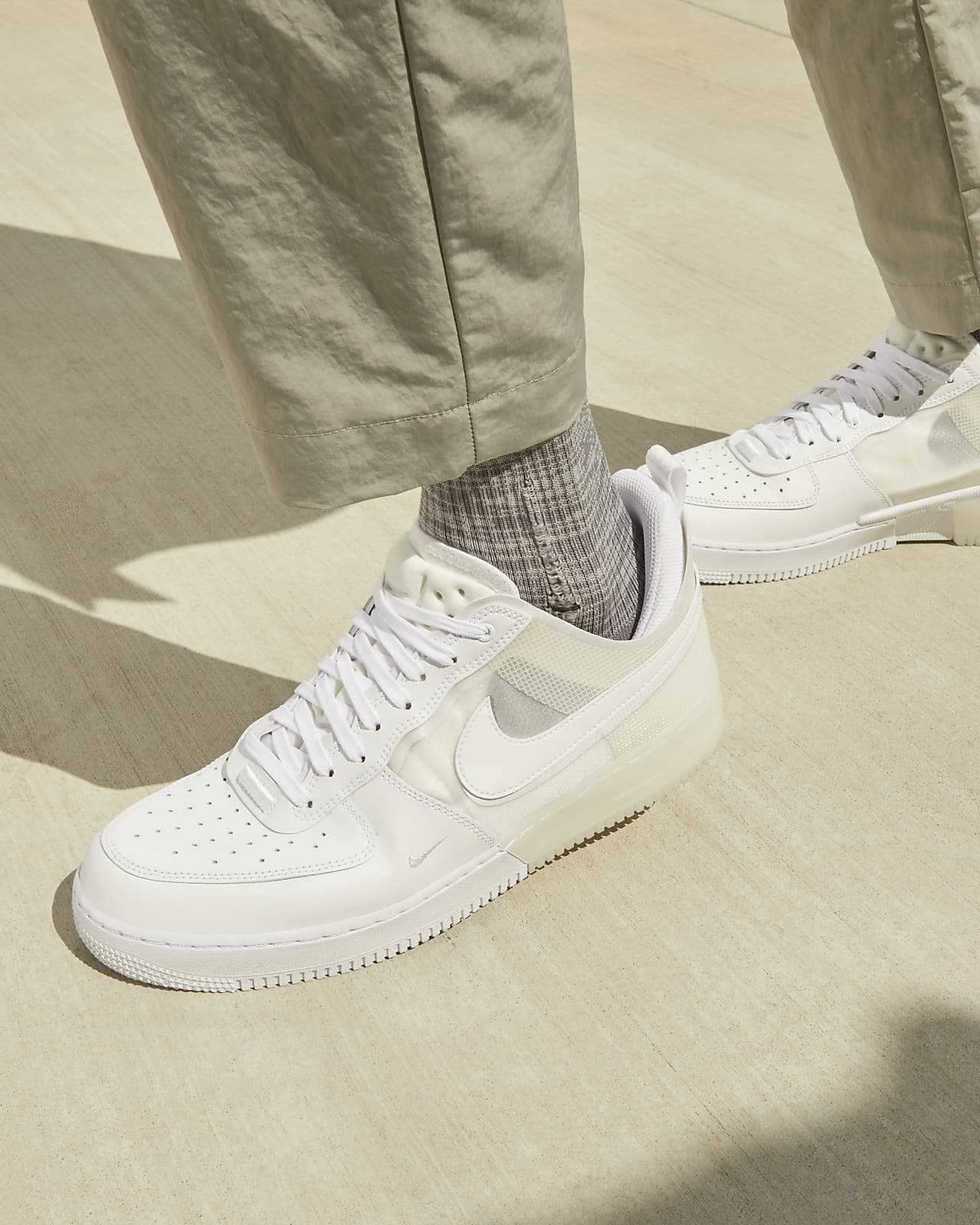 Air force one outlet react blanche homme