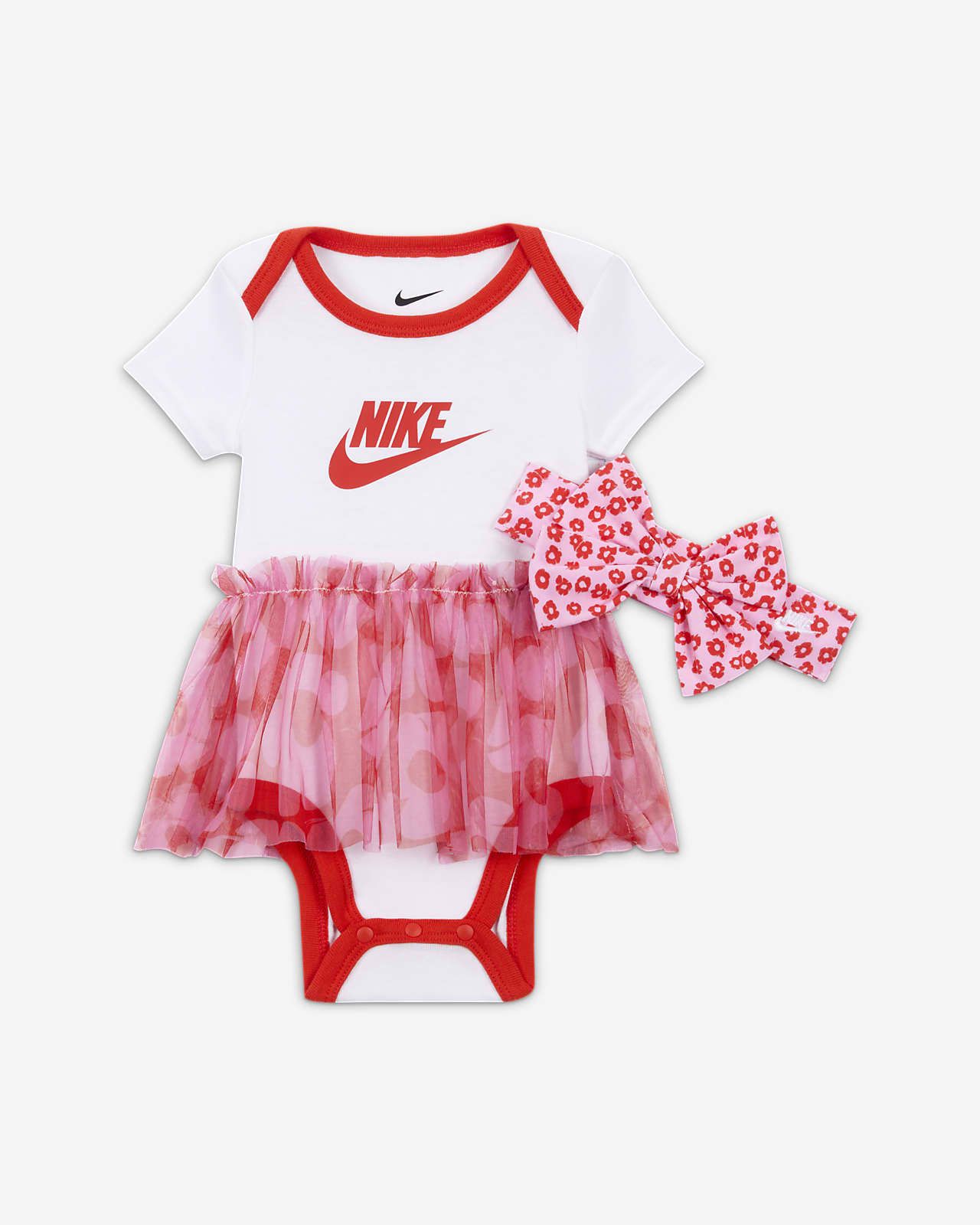 Tvådelat set Nike Your Move med body med kjol och pannband för baby (0-9 mån)