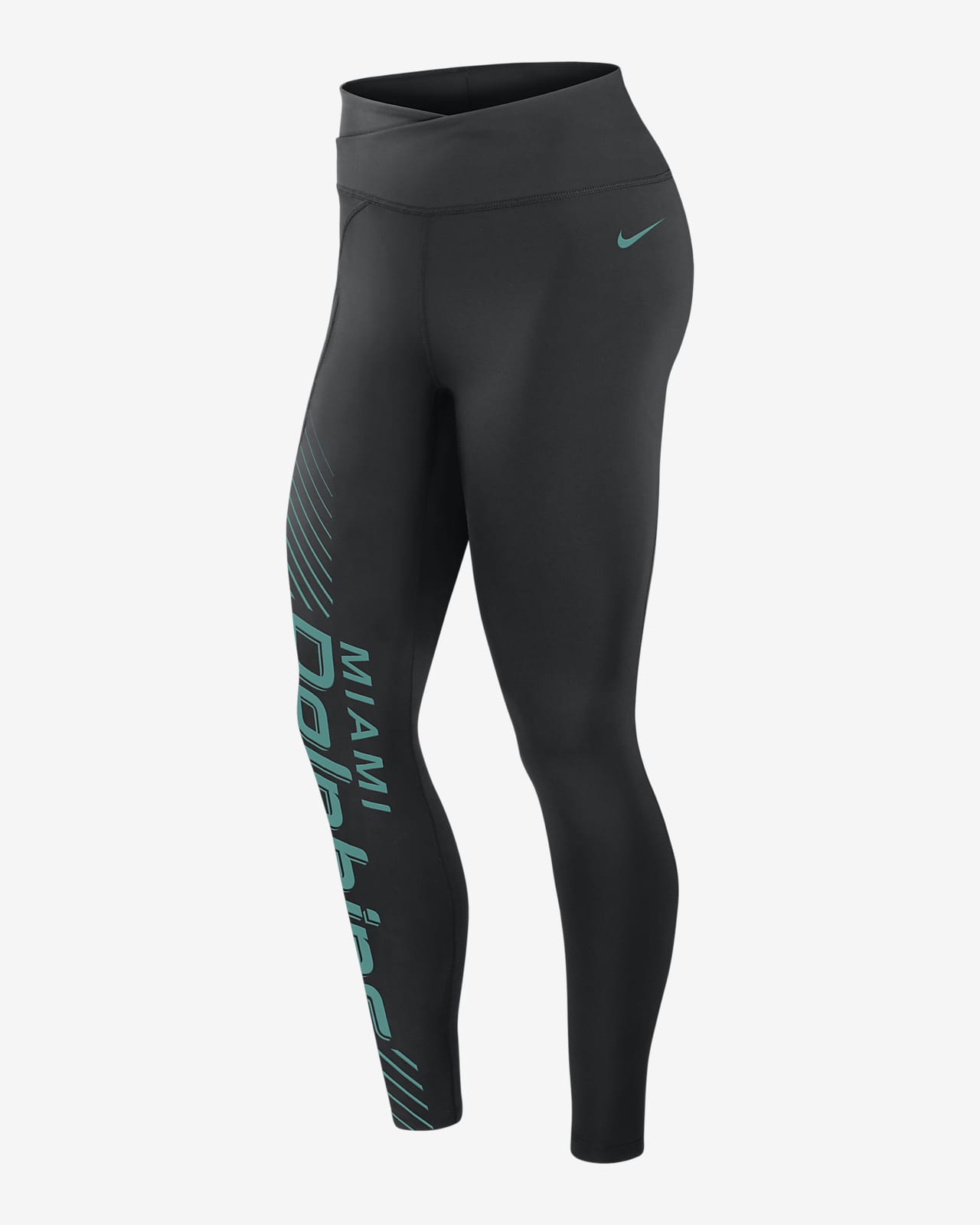 Nike Women's Dri-Fit Yard Line (NFL Miami Dolphins) Leggings in Black, Size: Xs | 00H500A9P-05M