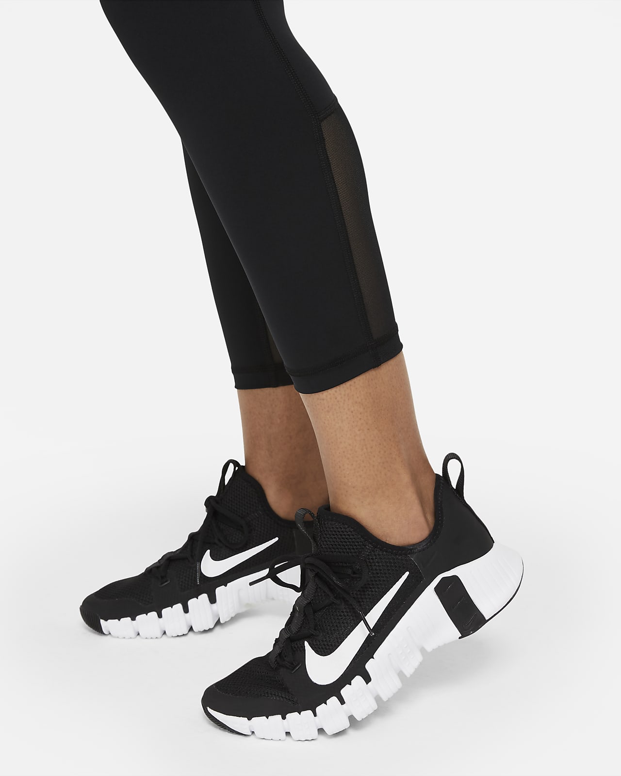 Nike Women's Pro 365 Mid-rise Cropped Mesh Panel Leggings In
