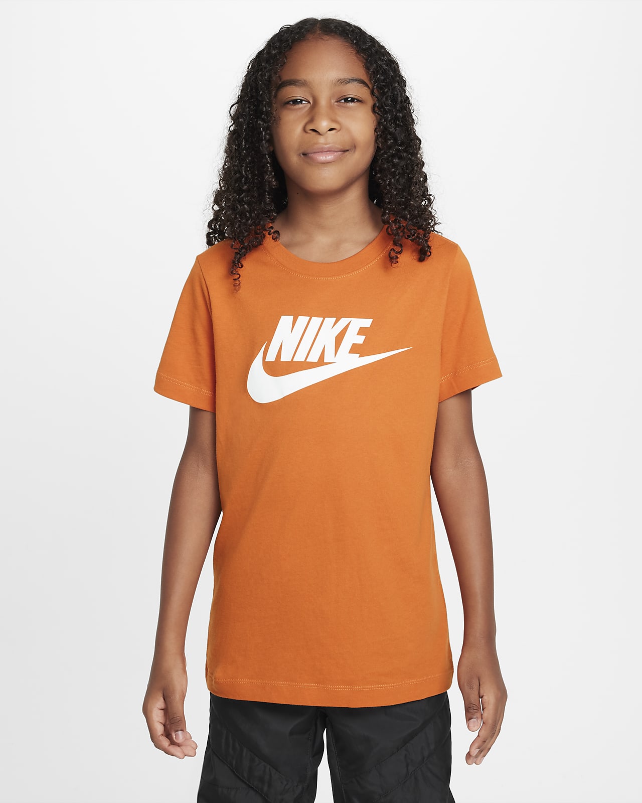 Kids orange 2025 nike shirt