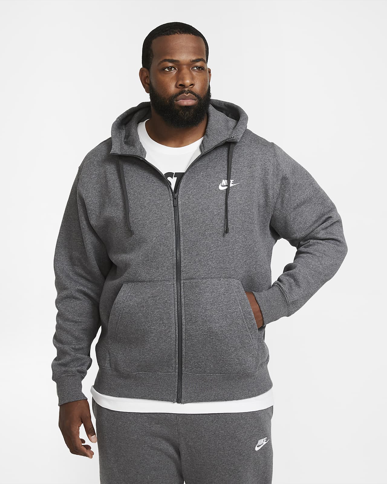 Huvtröja med hel dragkedja Nike Sportswear Club Fleece för män Huvtröja med hel dragkedja Nike Sportswear Club Fleece för män