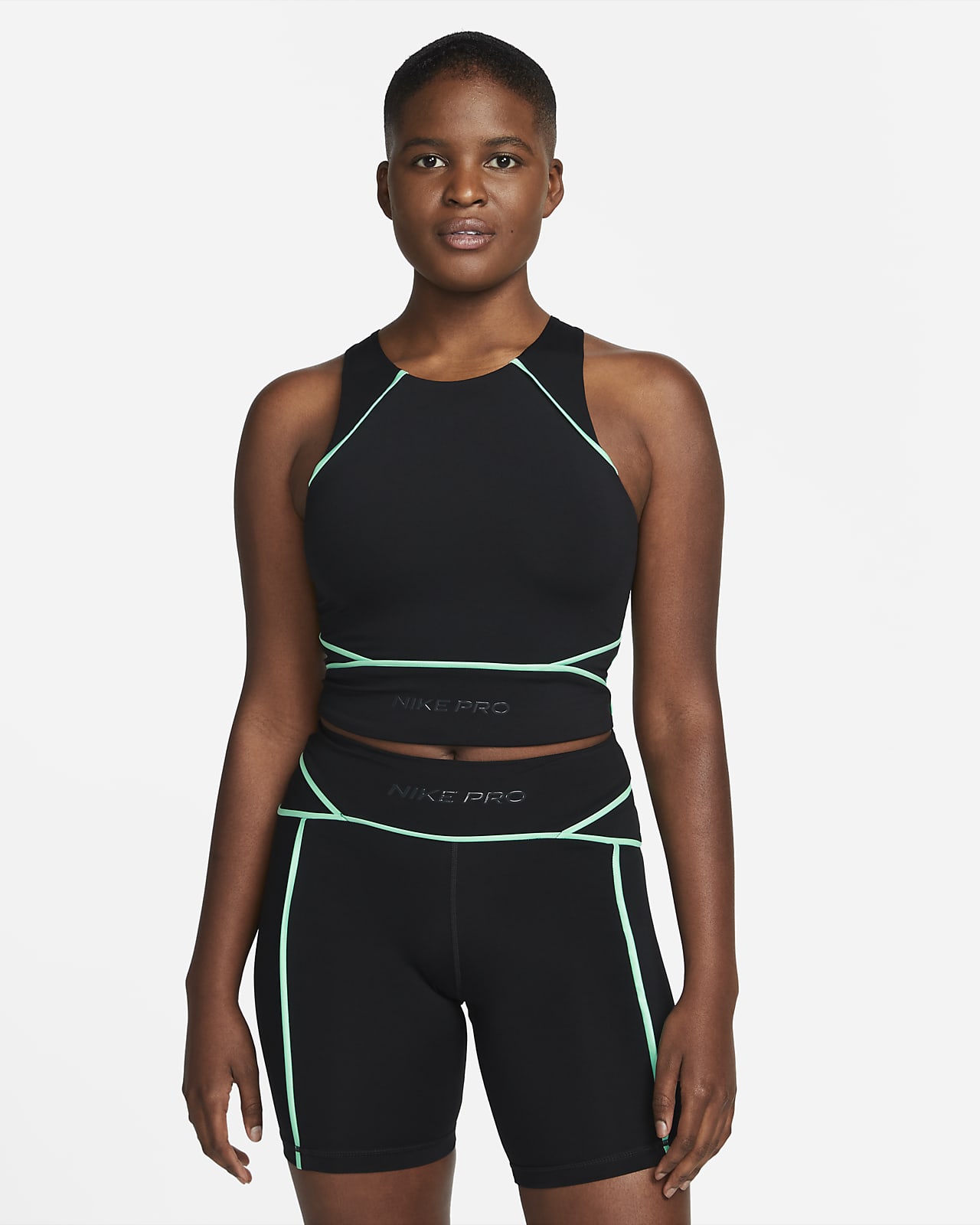 Nike Pro Dri-Fit Women's Size XL Lime Ice Shelf-Bra Cropped Tank