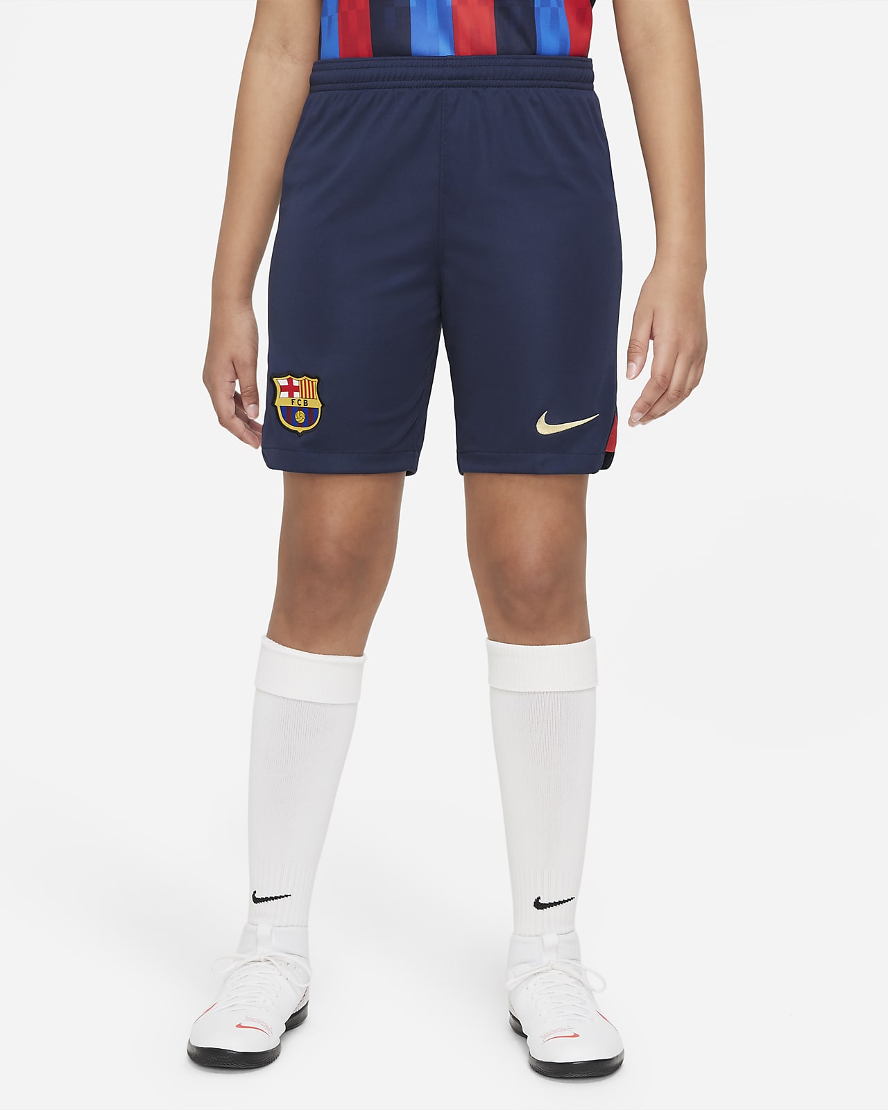 cream West Beneficiary FC Barcelona 2022/23 Stadium Home Big Kids' Nike Dri-FIT Soccer Shorts. Nike .com