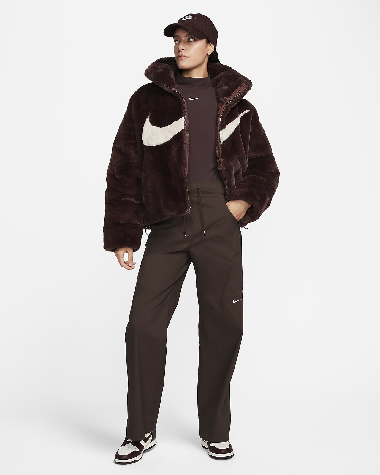 Nike WMNS Plush Faux Fur Long Jacket Black