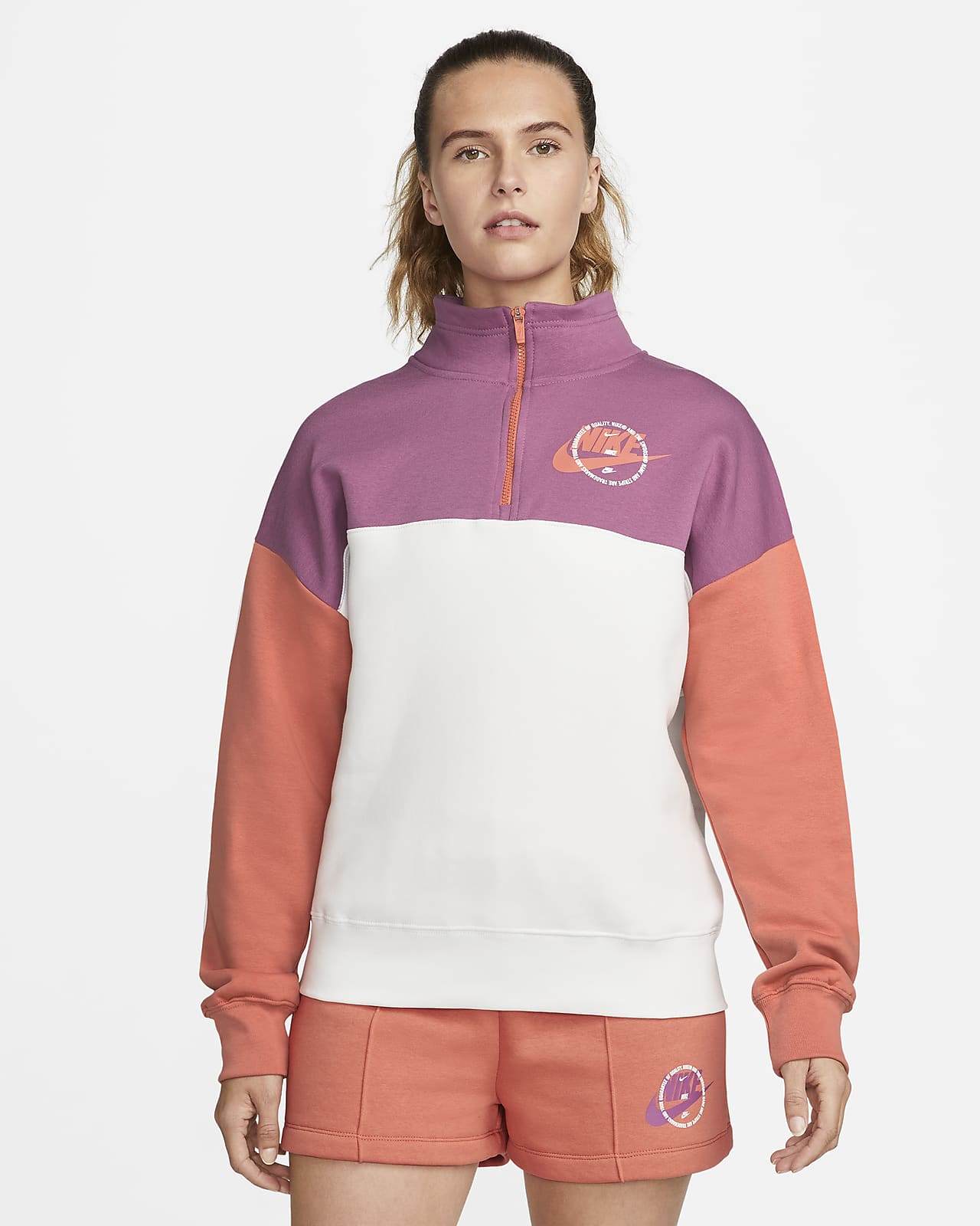 Nike Sportswear Women's 1/4-Zip Graphic Fleece. Nike LU