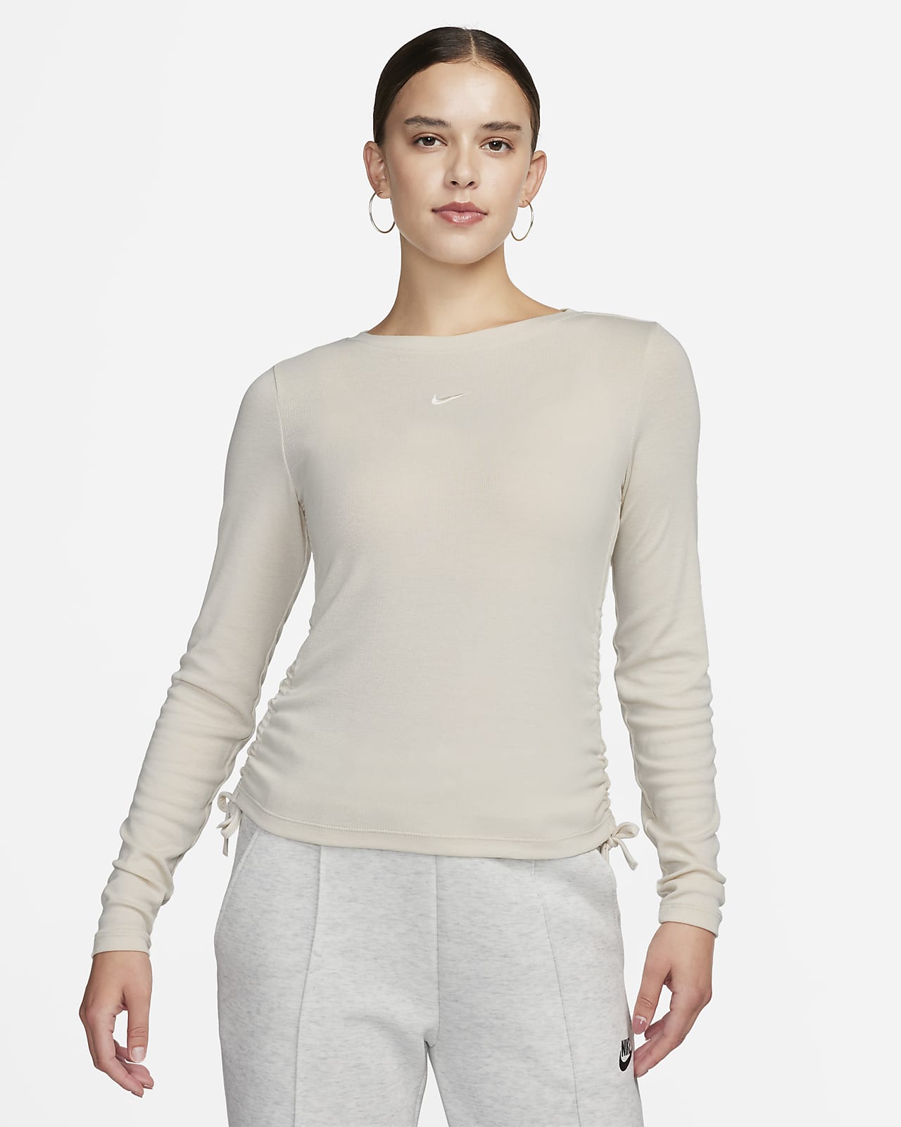 Γυναικεία μακρυμάνικη μπλούζα σε ριμπ ύφανση με μέτριο μήκος crop Nike Sportswear Essential