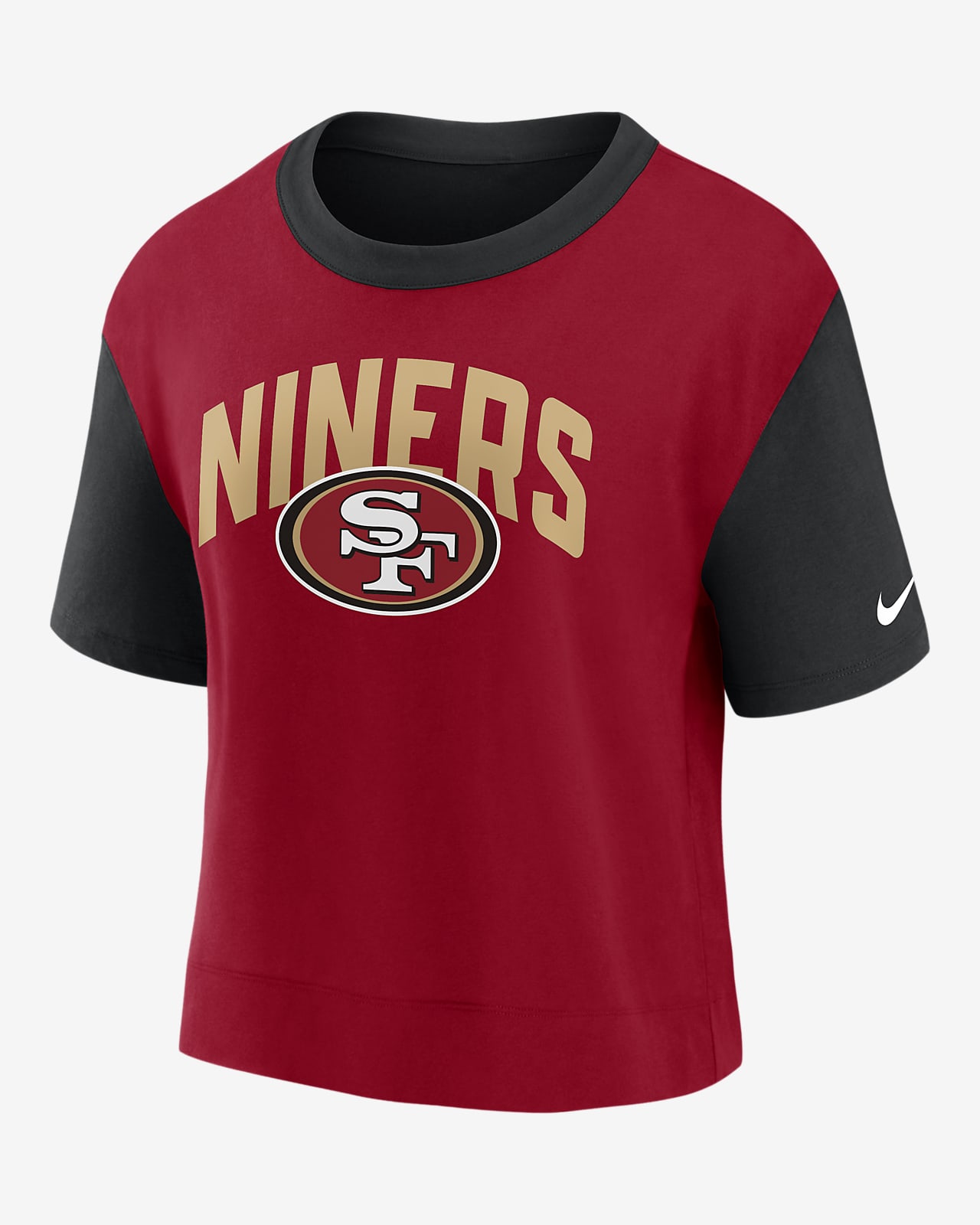 Nike Women's Fashion (NFL San Francisco 49ers) High-Hip T-Shirt in Black, Size: Large | NKZZ048Y73-06V