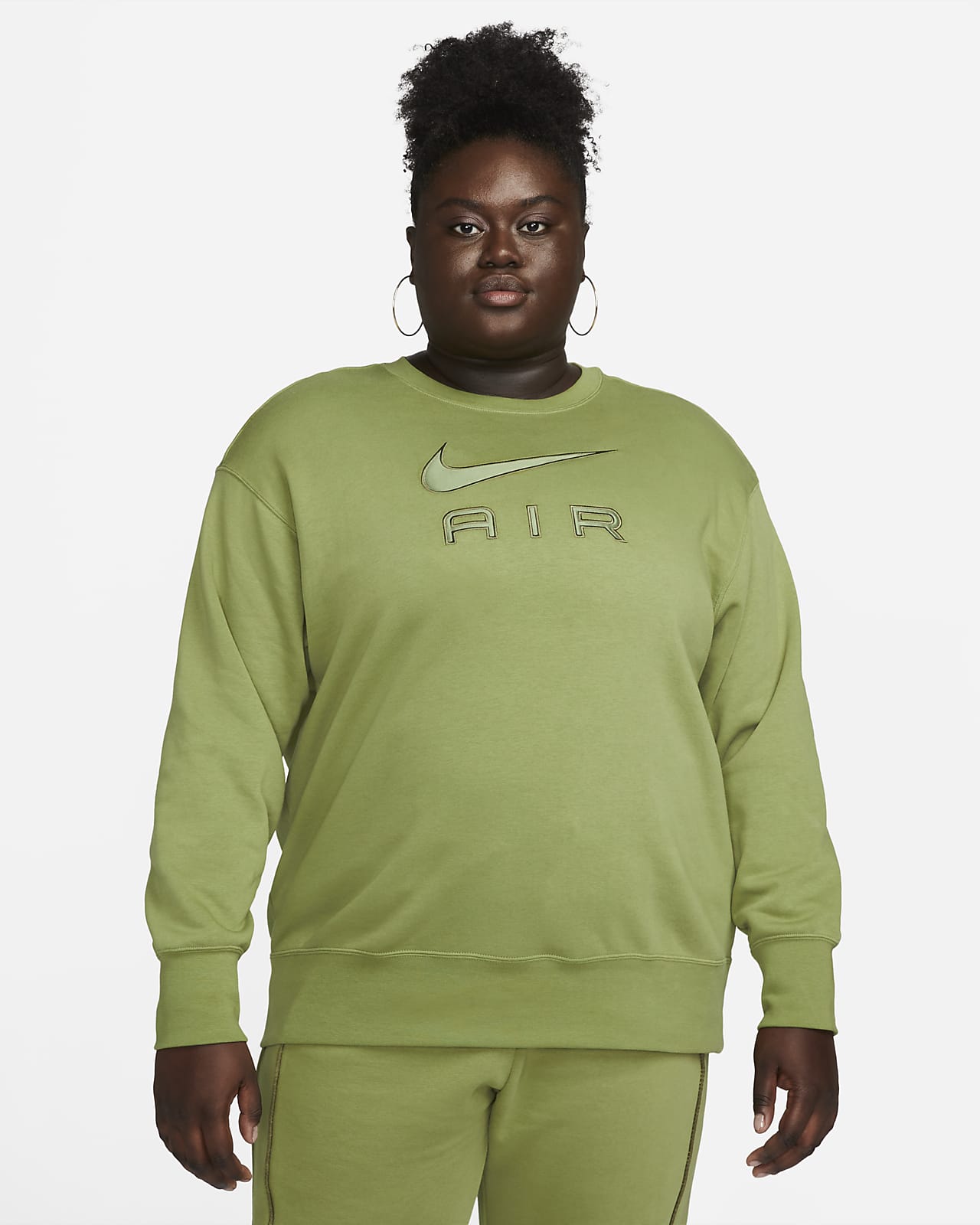 Sweat-shirt à col ras-du-cou en tissu en molleton Nike Air pour Femme (grande taille)