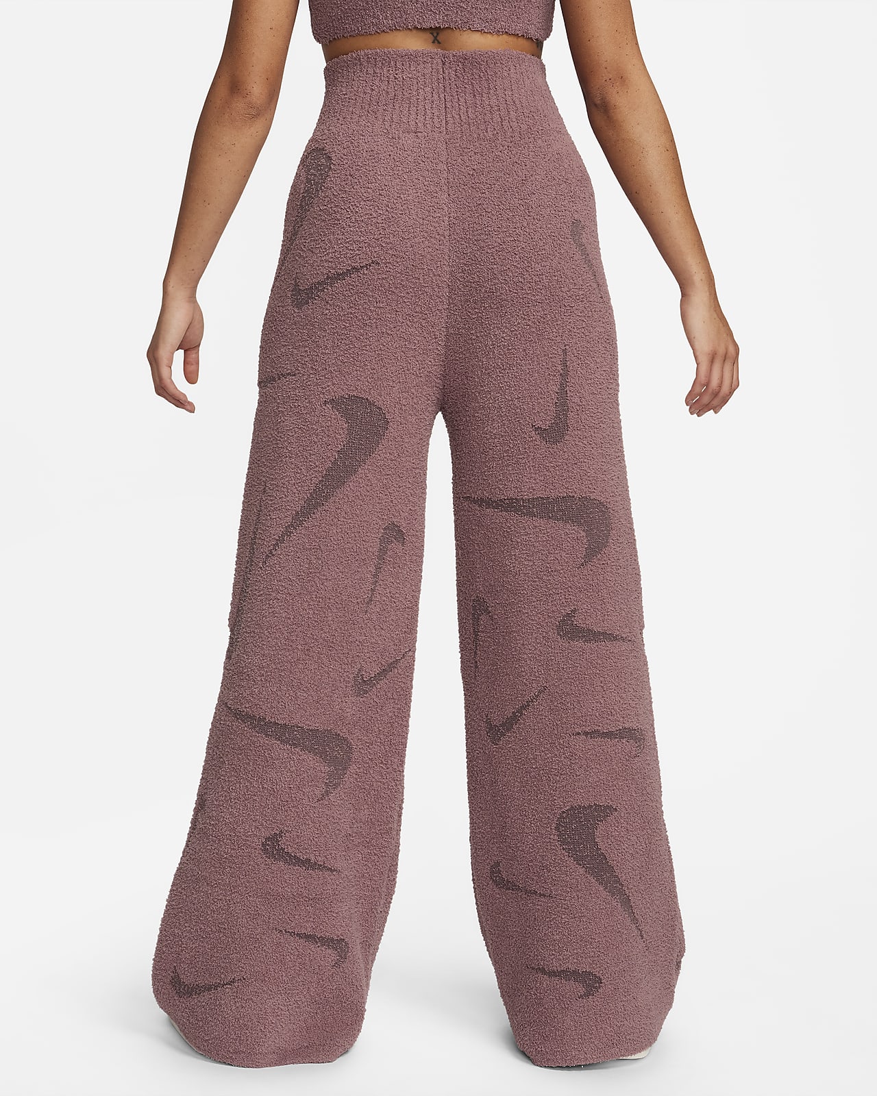 high-waisted knitted trousers