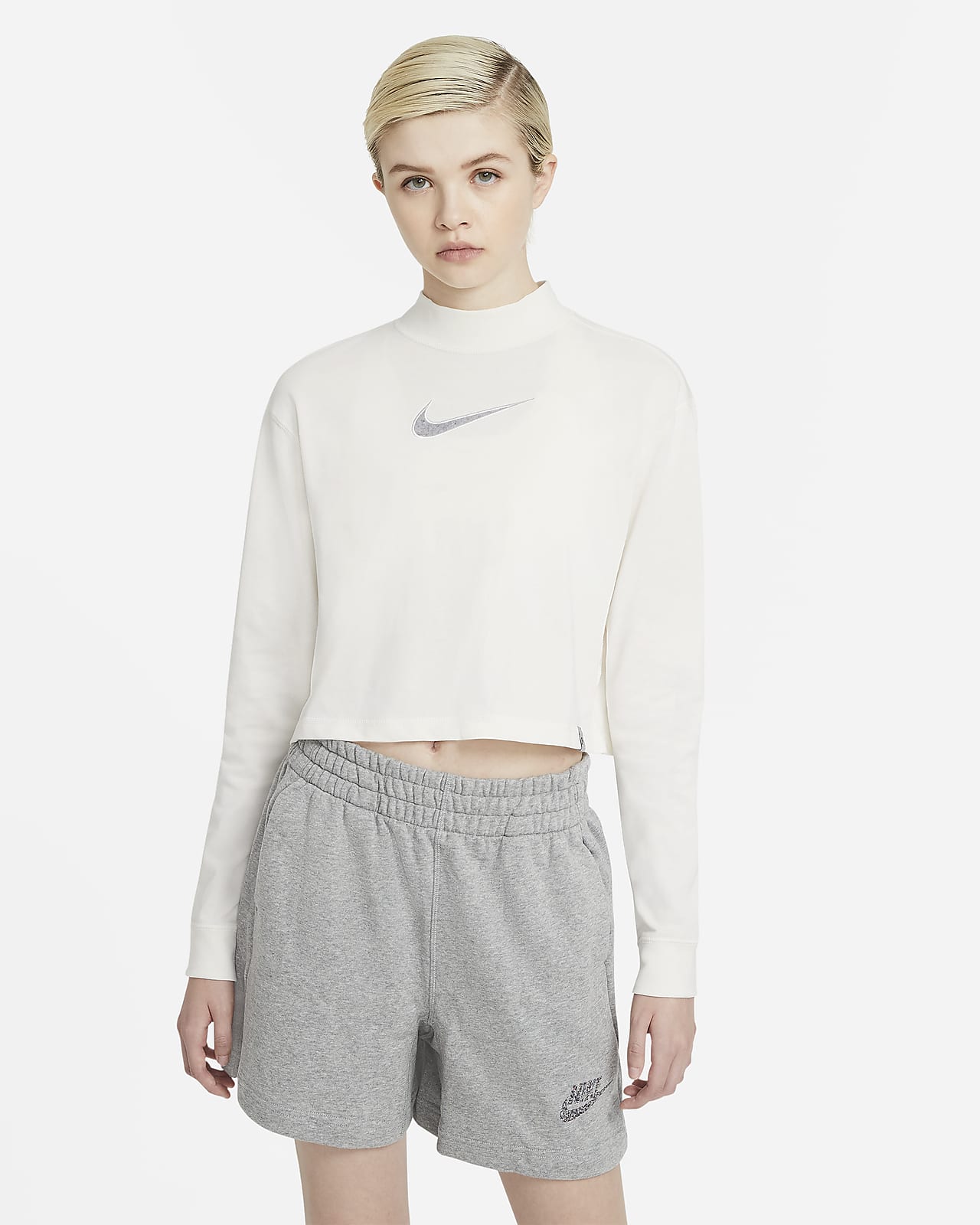 white cropped nike shirt