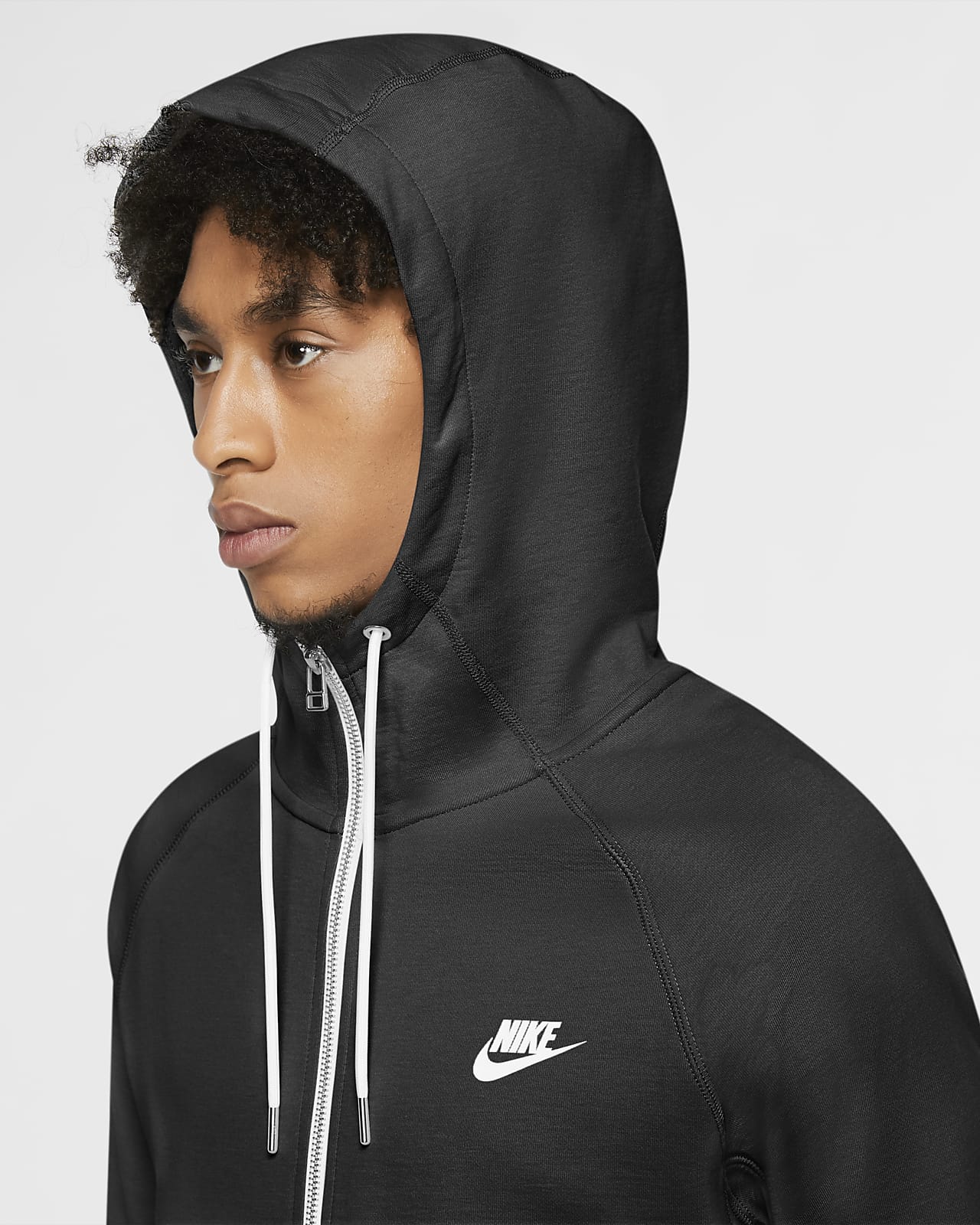 nike men's full zip black hoodie