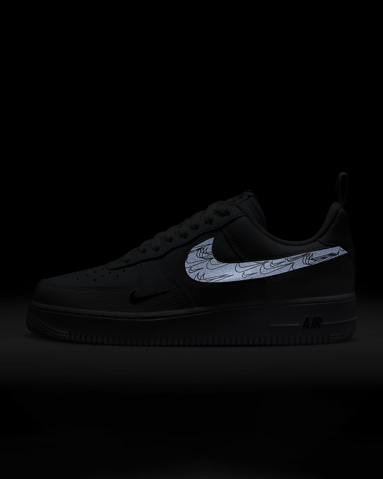 Nike Air Force 1 Low Cut Out Swoosh Black Reflective shoes 