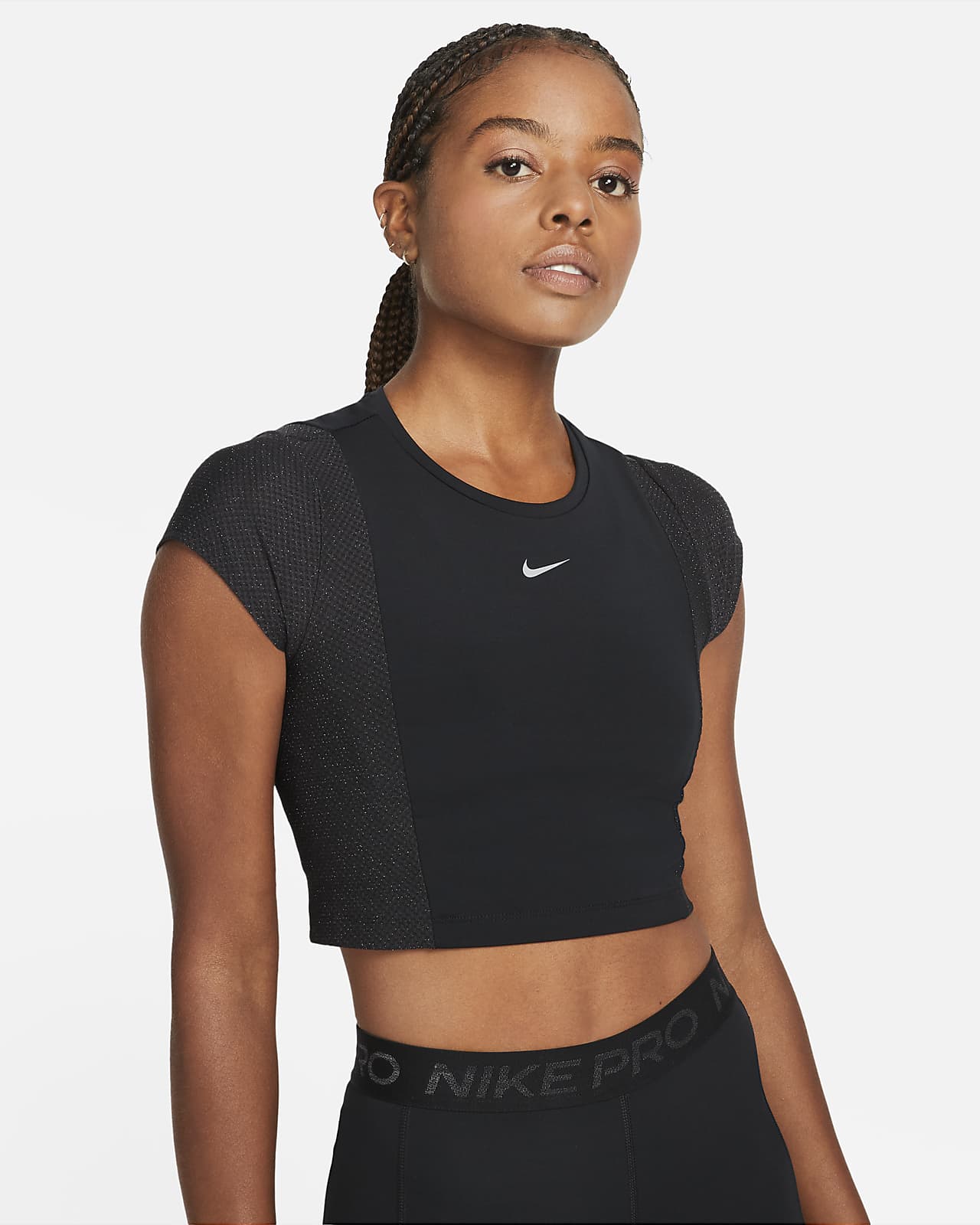 Nike Pro Dri-FIT kurzärmeliges Kurz-Oberteil für Damen
