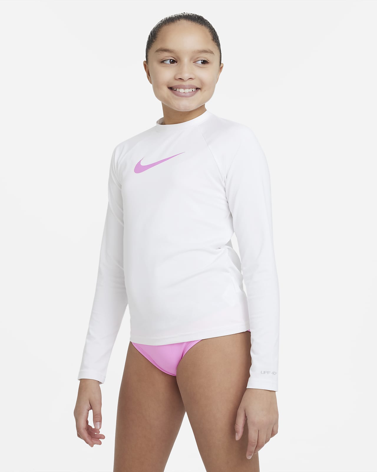 Camiseta Hydroguard de manga larga para niña talla grande Nike Swoosh