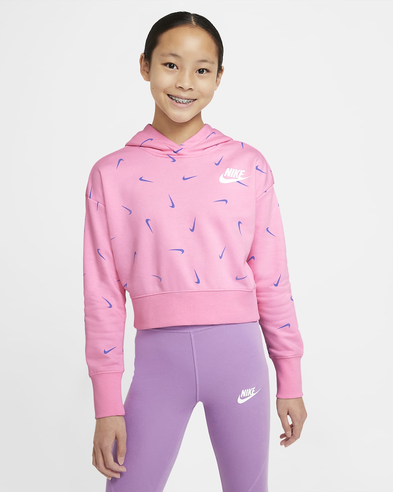 Nike Sportswear Older Kids' (Girls') Cropped Pullover French Terry ...