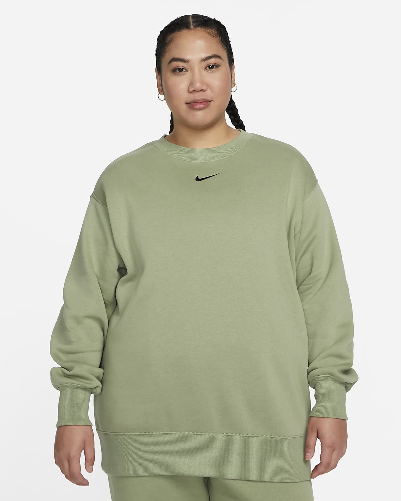 Phoenix Fleece Oversized Crew-Neck Sweatshirt (Plus Size). Nike