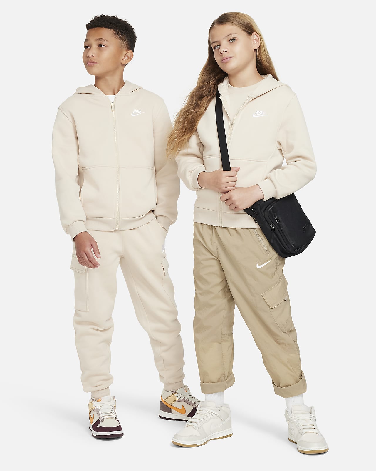 Nike Sportswear Club Fleece Full-Zip Hoodie & Joggers Set White